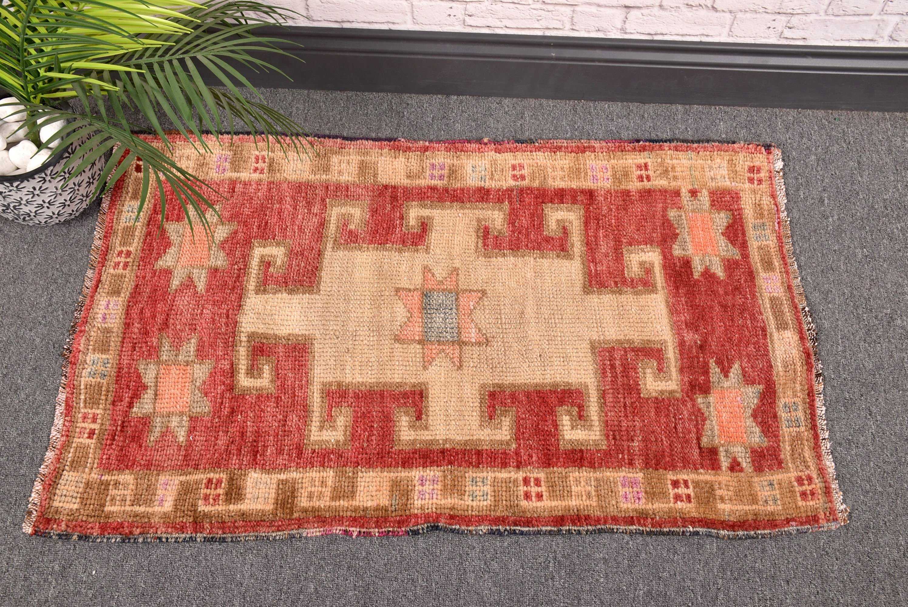 Oriental Rug, Small Vintage Rug, Small Boho Rug, Beige Floor Rugs, Luxury Rugs, Bedroom Rugs, 1.8x3 ft Small Rug, Turkish Rugs, Vintage Rug