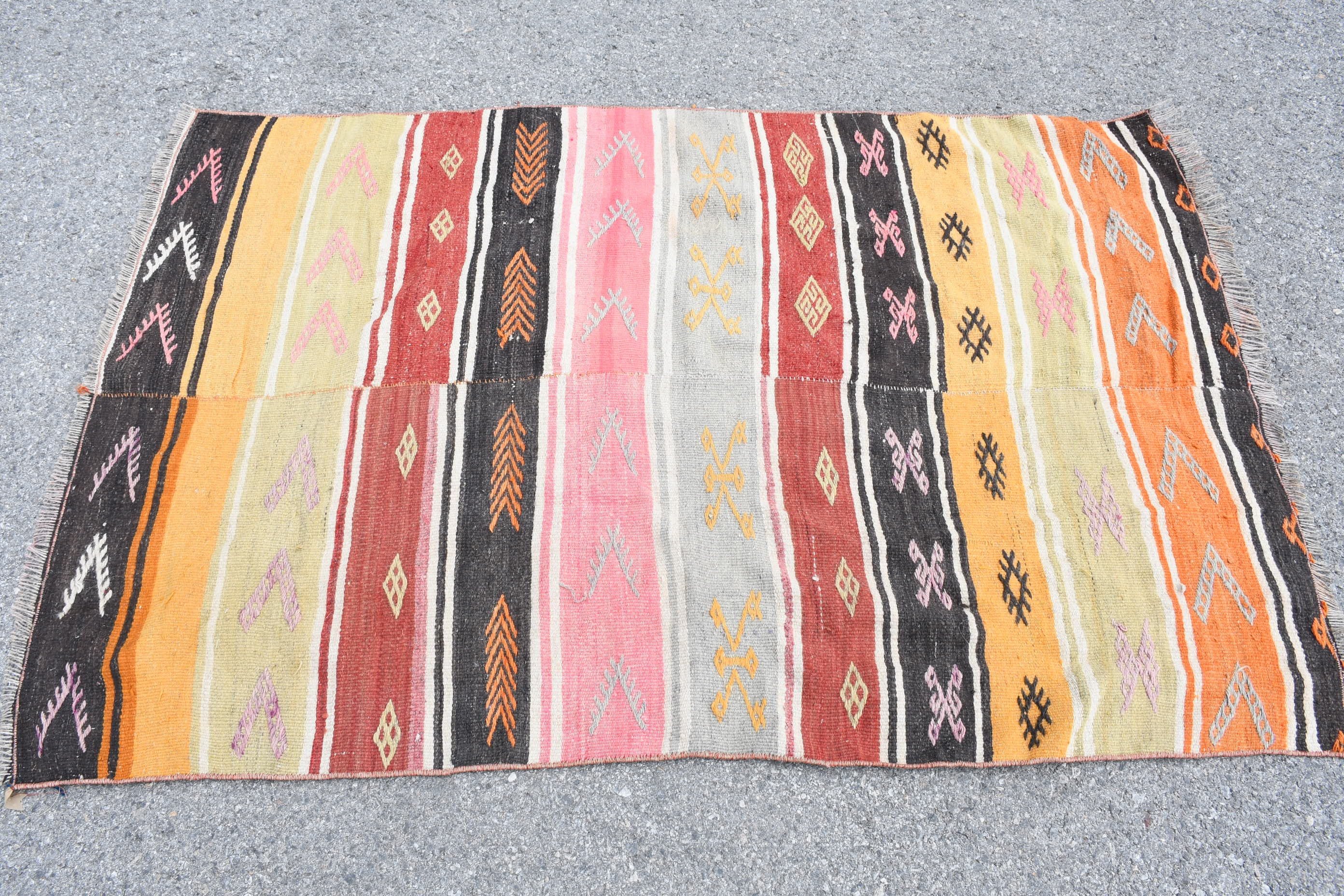 Mutfak Halısı, Kahverengi Yatak Odası Halısı, Kilim, Türk Halısı, Vintage Halılar, Çocuk Odası Halıları, Oushak Halısı, 3,5x5,4 ft Accent Halısı, Fas Halısı