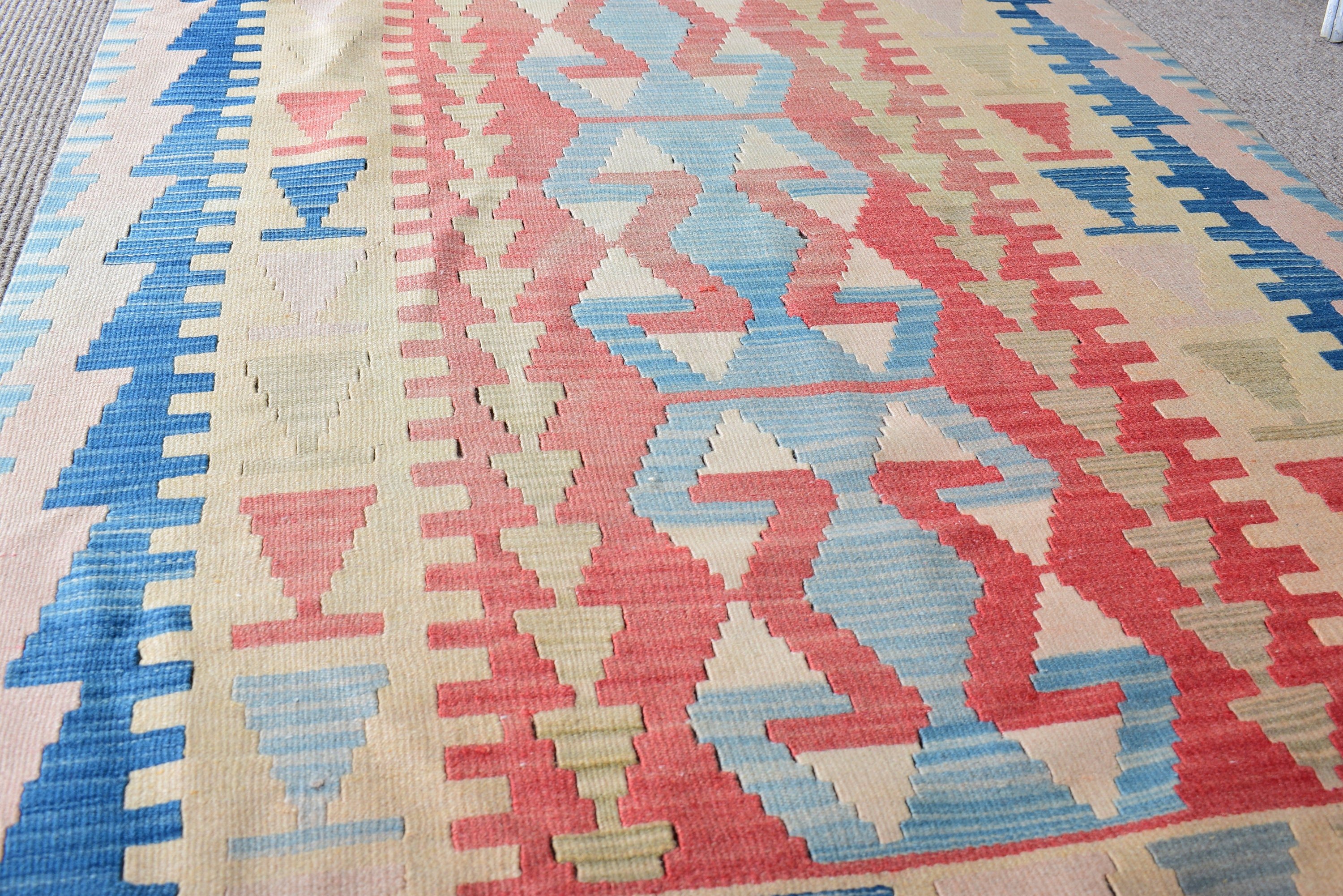 Geometric Rug, Kilim, Turkish Rug, 3.6x5.3 ft Accent Rugs, Statement Rug, Orange Cool Rugs, Luxury Rugs, Vintage Rugs, Decorative Rugs