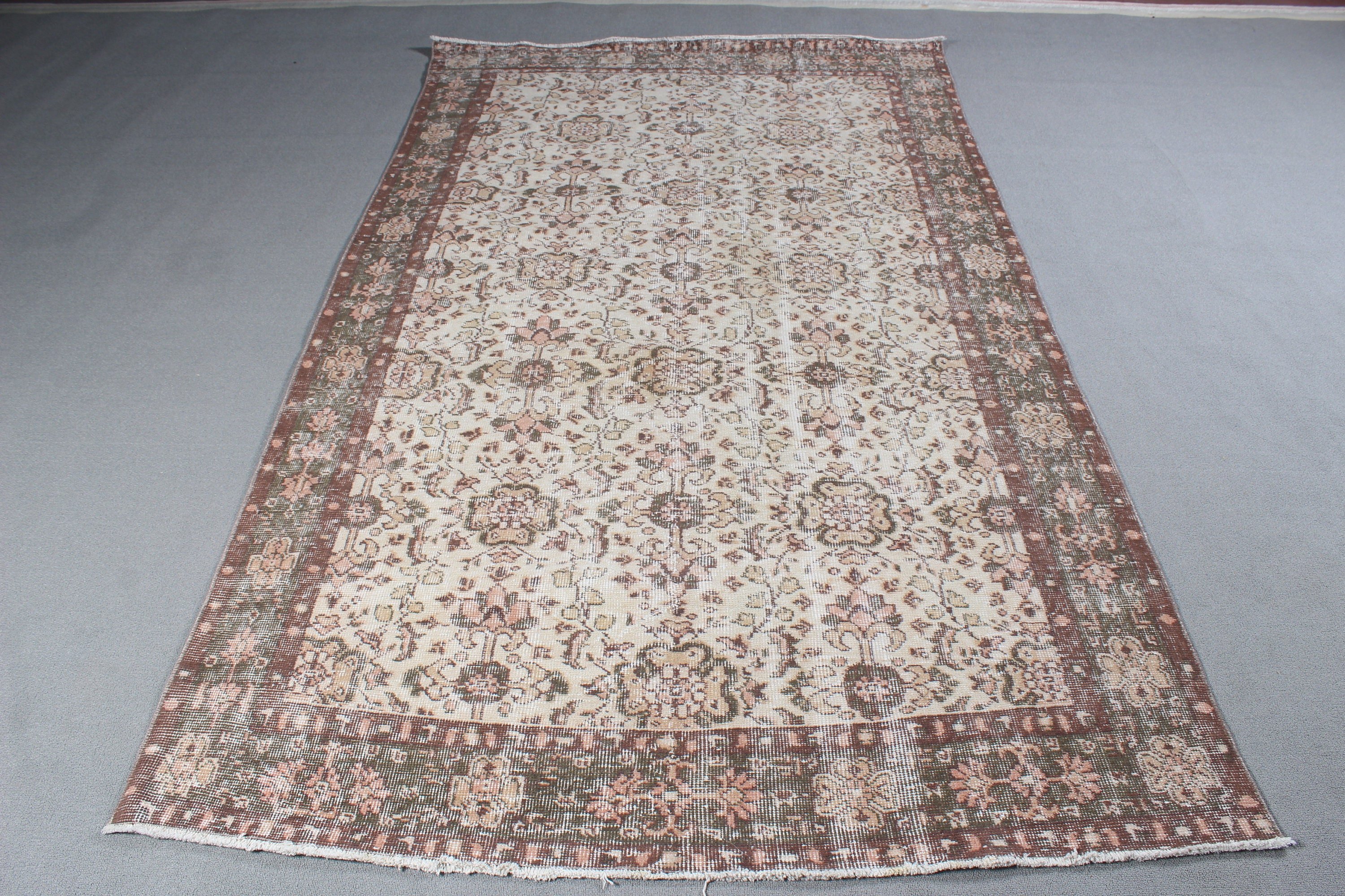 Vintage Rug, Beige Flatweave Rug, 5.1x9.1 ft Large Rug, Outdoor Rugs, Turkish Rug, Oushak Rugs, Luxury Rugs, Dining Room Rug, Salon Rugs