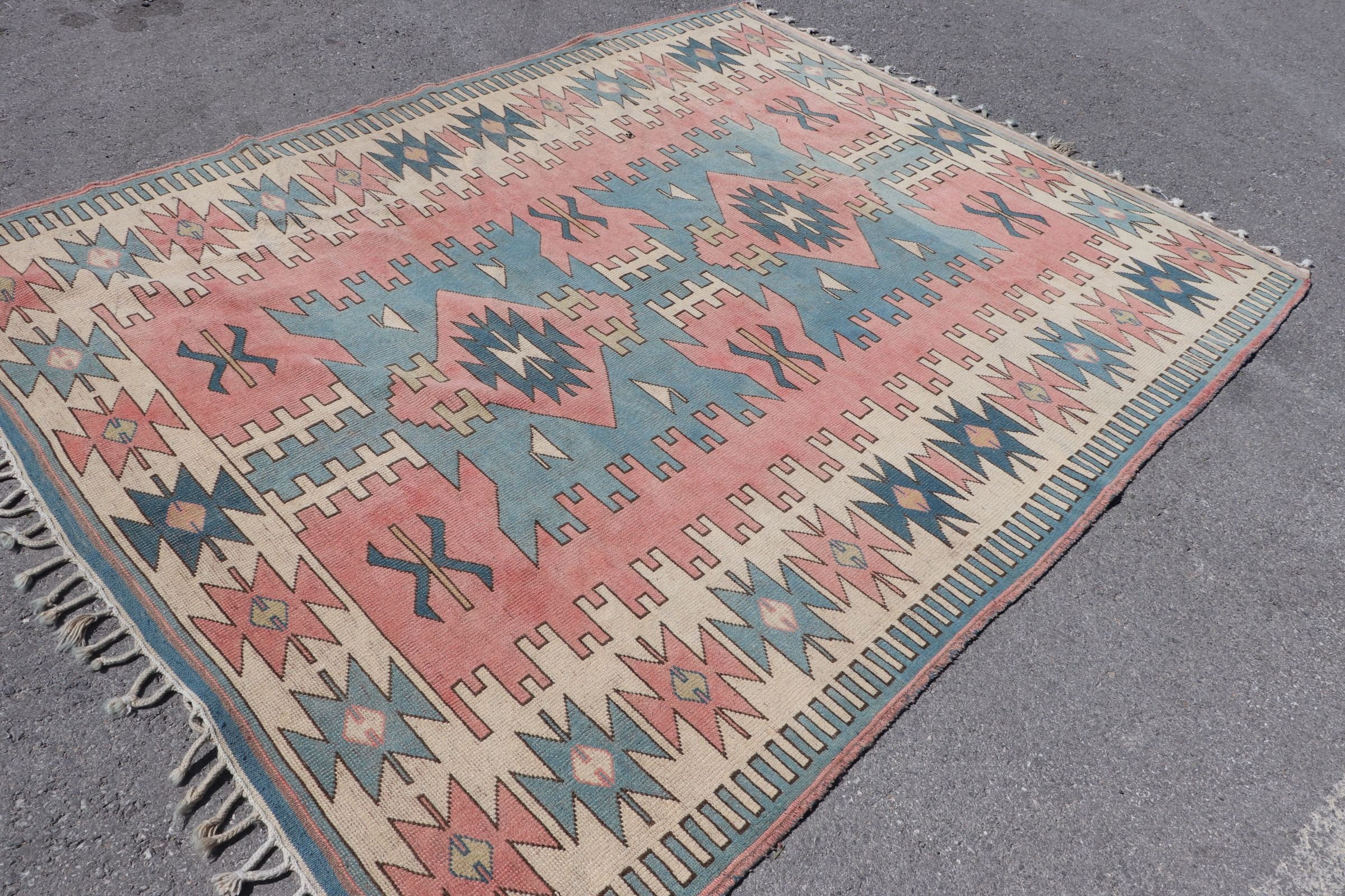 Vintage Rug, Salon Rug, Moroccan Rug, Vintage Decor Rug, Living Room Rug, Red Floor Rug, Turkish Rug, 6.4x8.2 ft Large Rugs