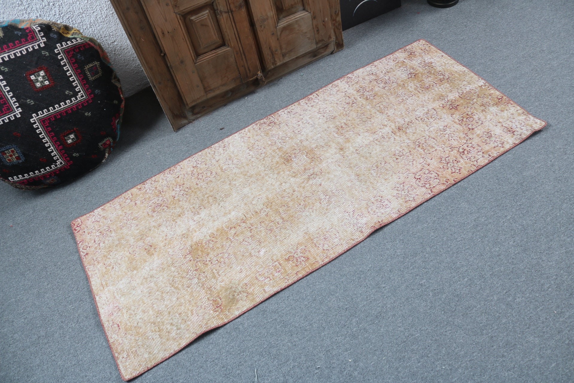 Küçük Alan Halısı, Araba Paspas Halısı, Banyo Halıları, Vintage Halı, 2,4x5,5 ft Küçük Halılar, Yatak Odası Halısı, Yün Halılar, Sarı Oushak Halısı, Türk Halısı