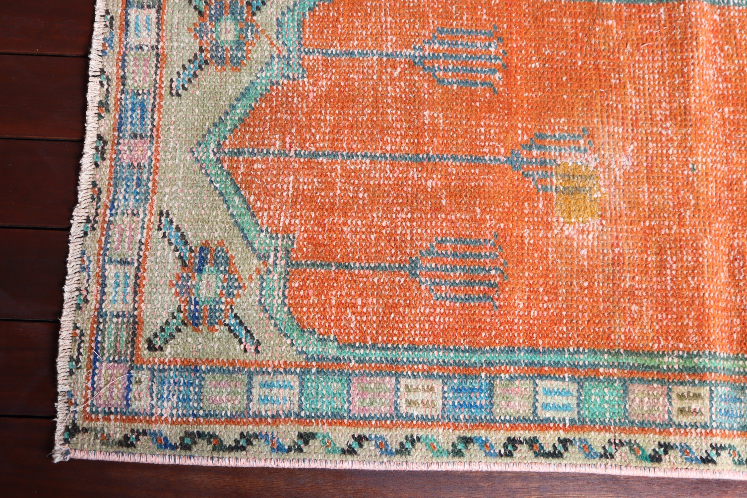 Orange Home Decor Rug, Statement Rug, Kitchen Rug, 2x4.2 ft Small Rug, Modern Rugs, Office Rugs, Vintage Rug, Turkish Rug, Car Mat Rugs