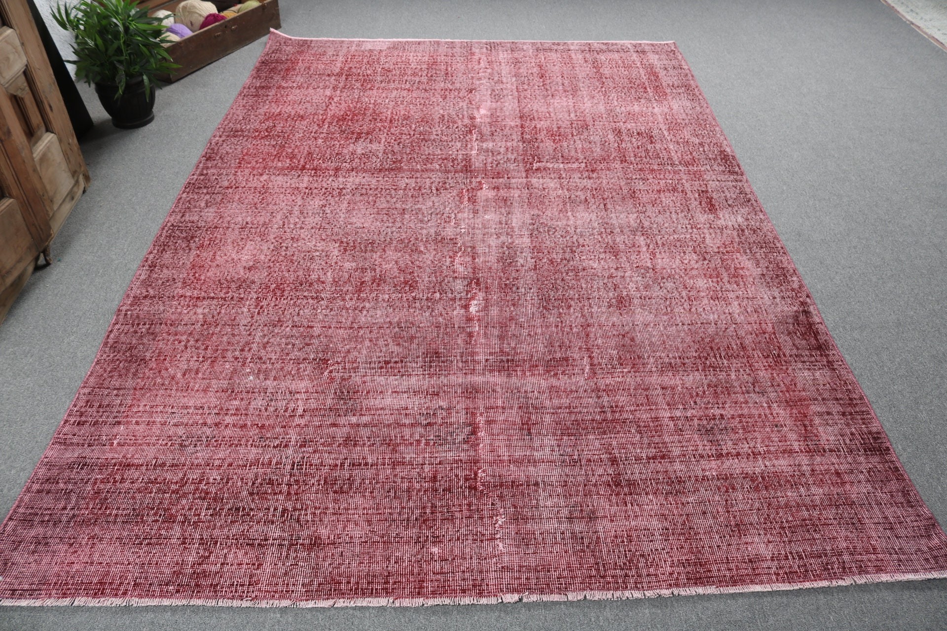 Vintage Rug, Red Home Decor Rugs, Large Vintage Rugs, Turkish Rugs, Kitchen Rug, 6.4x9 ft Large Rug, Anatolian Rugs, Bedroom Rugs, Boho Rug