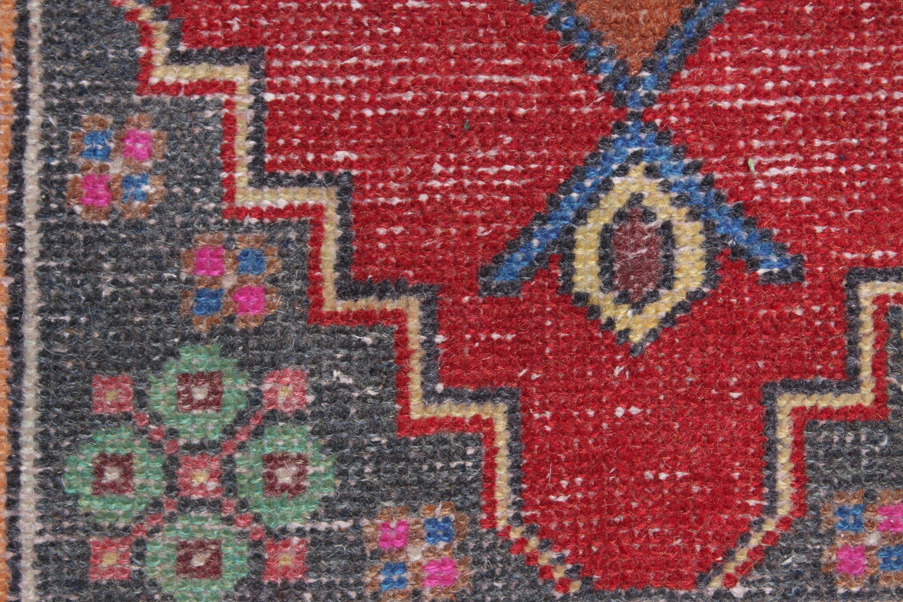 1.7x3.1 ft Small Rug, Small Area Rugs, Rugs for Entry, Red Wool Rugs, Turkish Rugs, Vintage Rug, Antique Rugs, Wool Rug, Small Boho Rugs