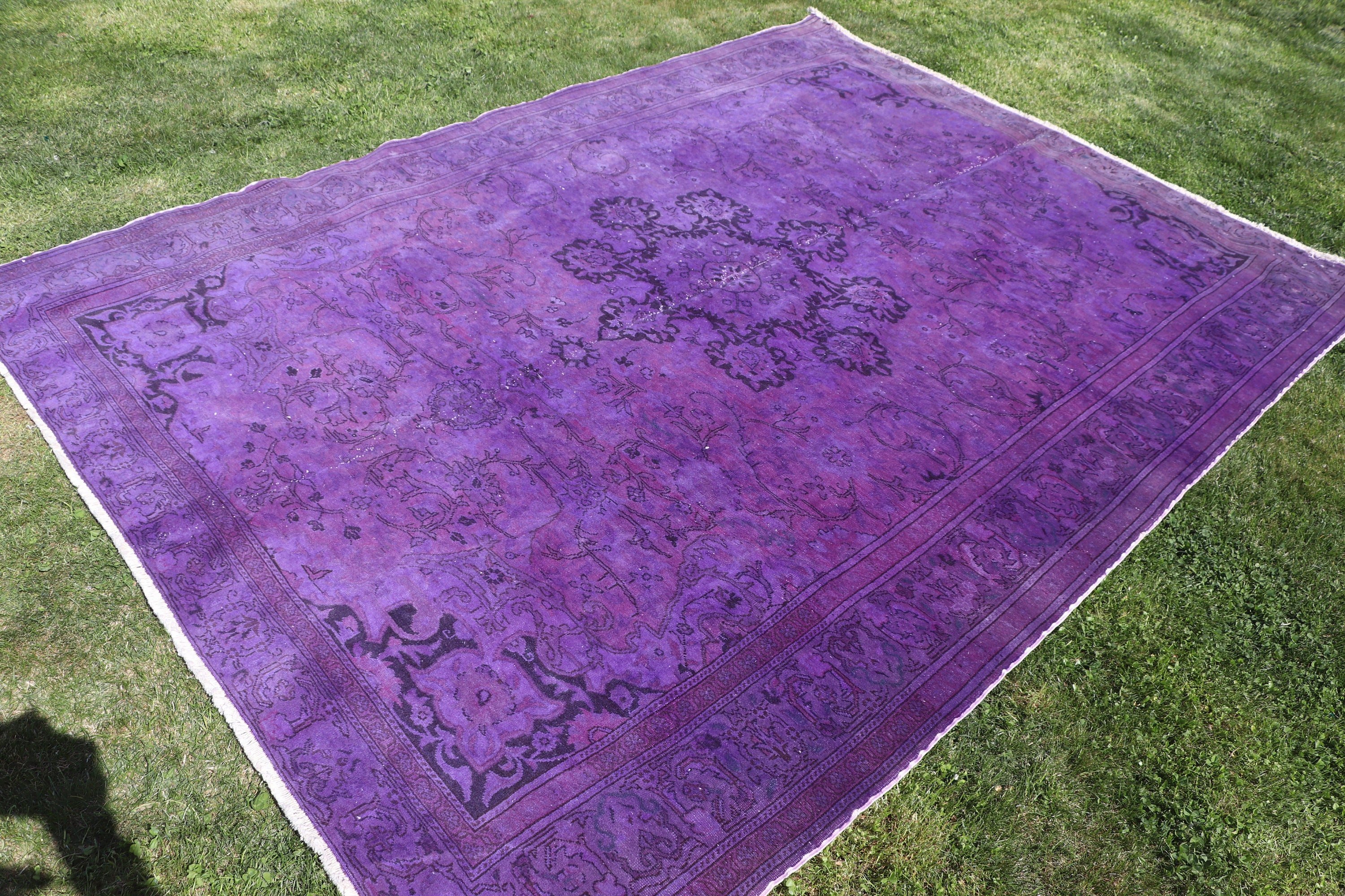 6.7x8.9 ft Büyük Halı, Vintage Halılar, Yatak Odası Halıları, Ev Dekorasyonu Halıları, Oturma Odası Halısı, Büyük Boho Halıları, Mor Açıklama Halıları, Türk Halıları