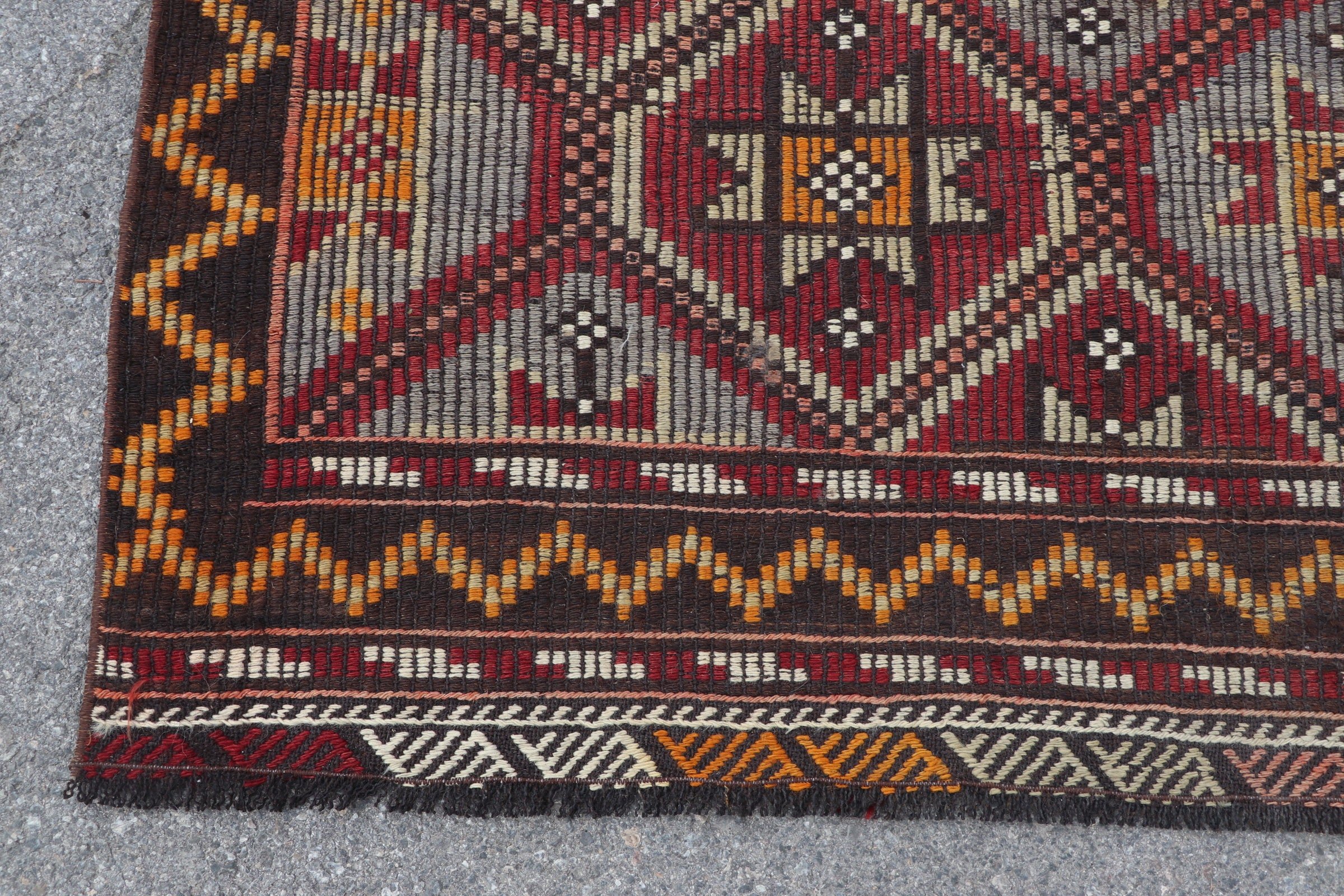 Anadolu Halısı, Salon Halısı, Türk Halısı, Oturma Odası Halısı, Yatak Odası Halısı, Kahverengi 4.9x10.2 ft Büyük Halı, Vintage Halı, Kilim