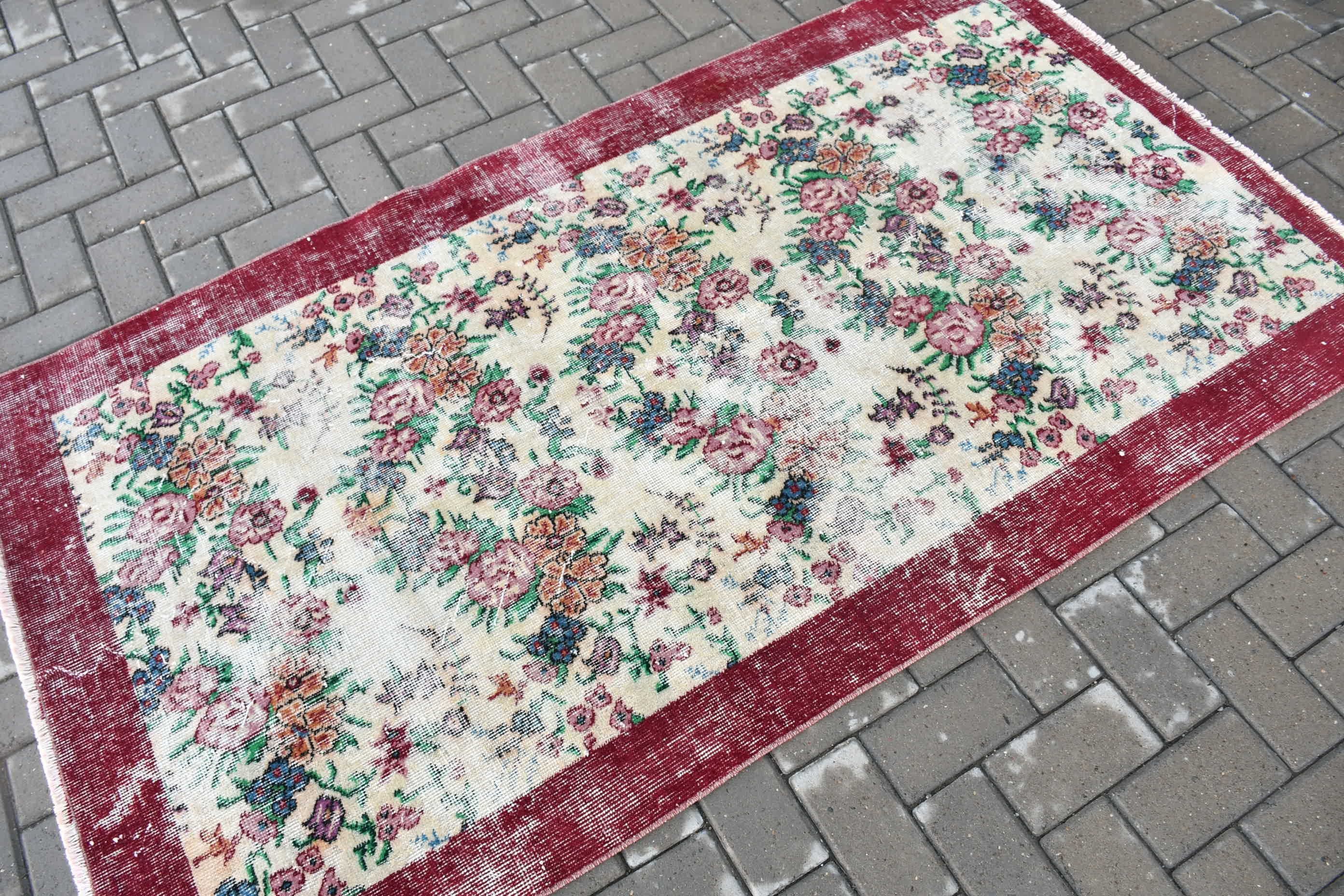 3.6x6.5 ft Accent Rugs, Entry Rug, Turkish Rug, Vintage Rug, Rugs for Bedroom, Home Decor Rug, Kitchen Rug, Beige Oushak Rug, Antique Rug