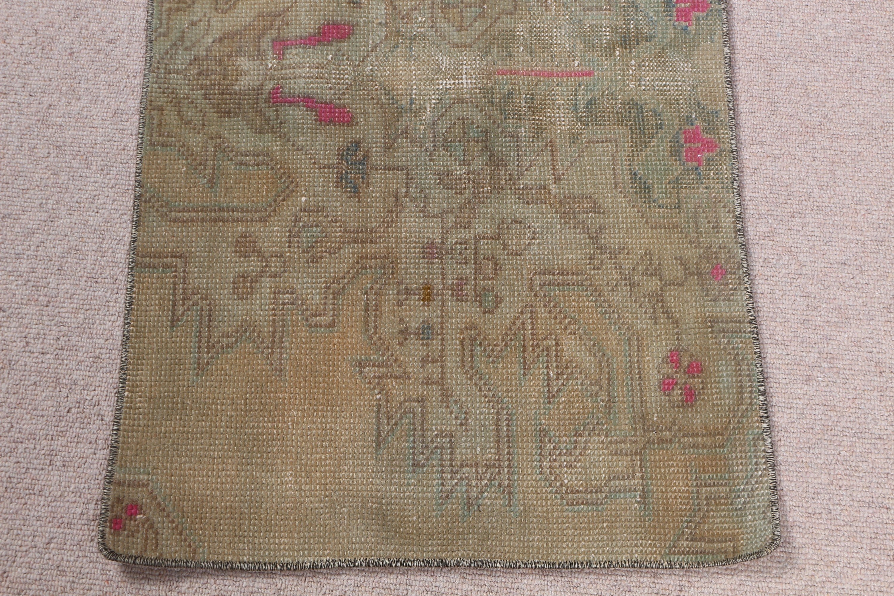 Vintage Rug, Green Bedroom Rugs, Moroccan Rug, Nursery Rug, Rugs for Entry, Turkish Rug, Bathroom Rug, Oriental Rug, 1.6x3.3 ft Small Rugs