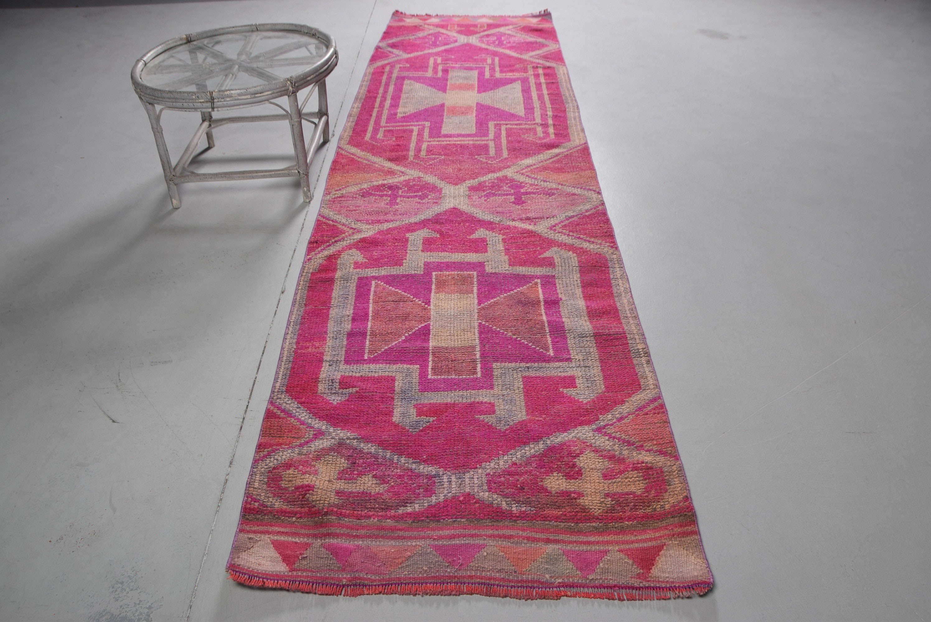 Pink Bedroom Rug, Vintage Rugs, Hallway Rug, Turkish Rug, Cute Rug, Rugs for Corridor, Kitchen Rug, 3.2x11.5 ft Runner Rug, Moroccan Rug