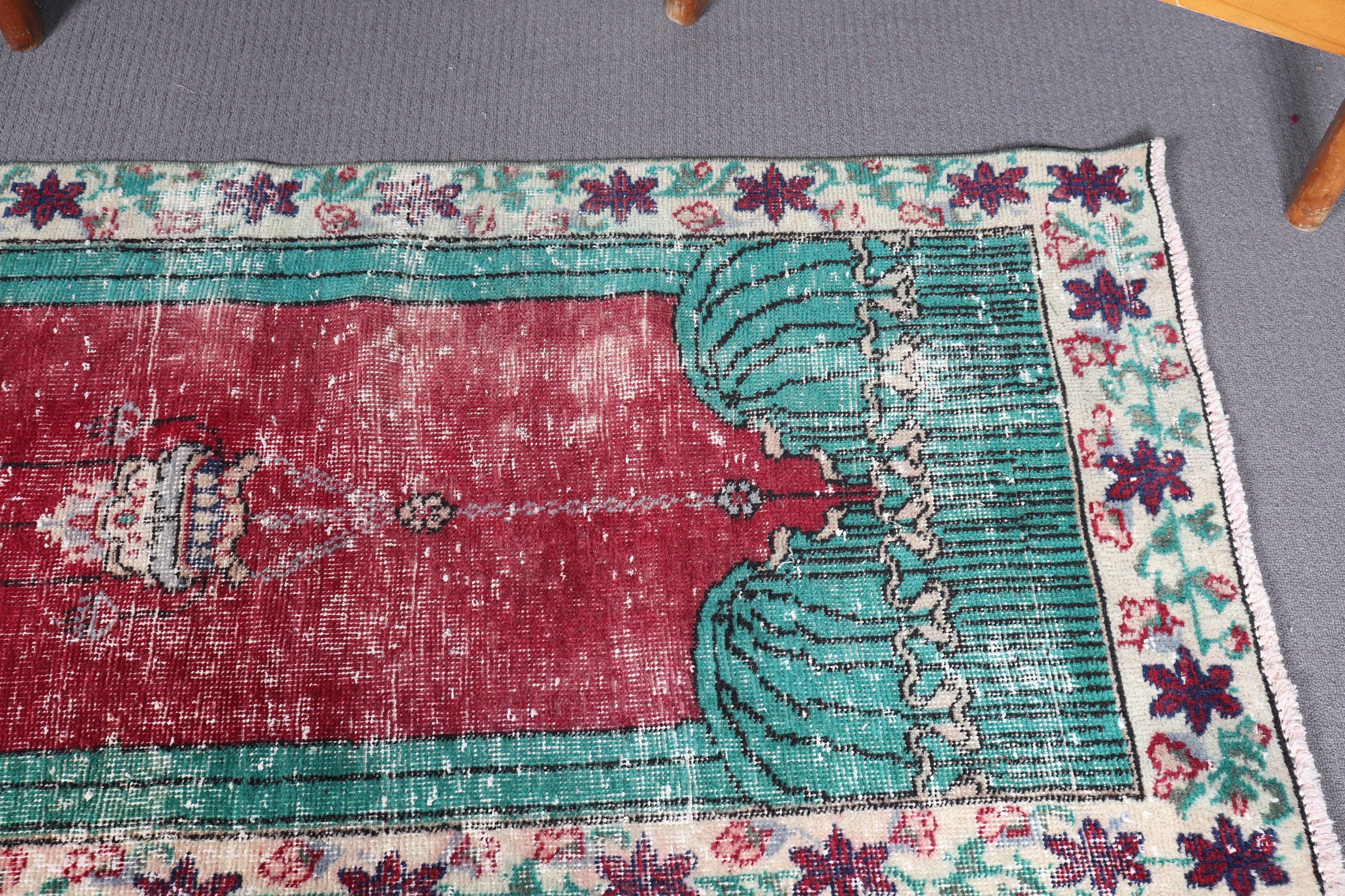 Çocuk Odası Halıları, Eski Halı, Vintage Halı, Türk Halıları, Araba Paspas Halıları, Mutfak Halısı, Giriş Halısı, Yün Halı, Kırmızı 2,5x5 ft Küçük Halılar