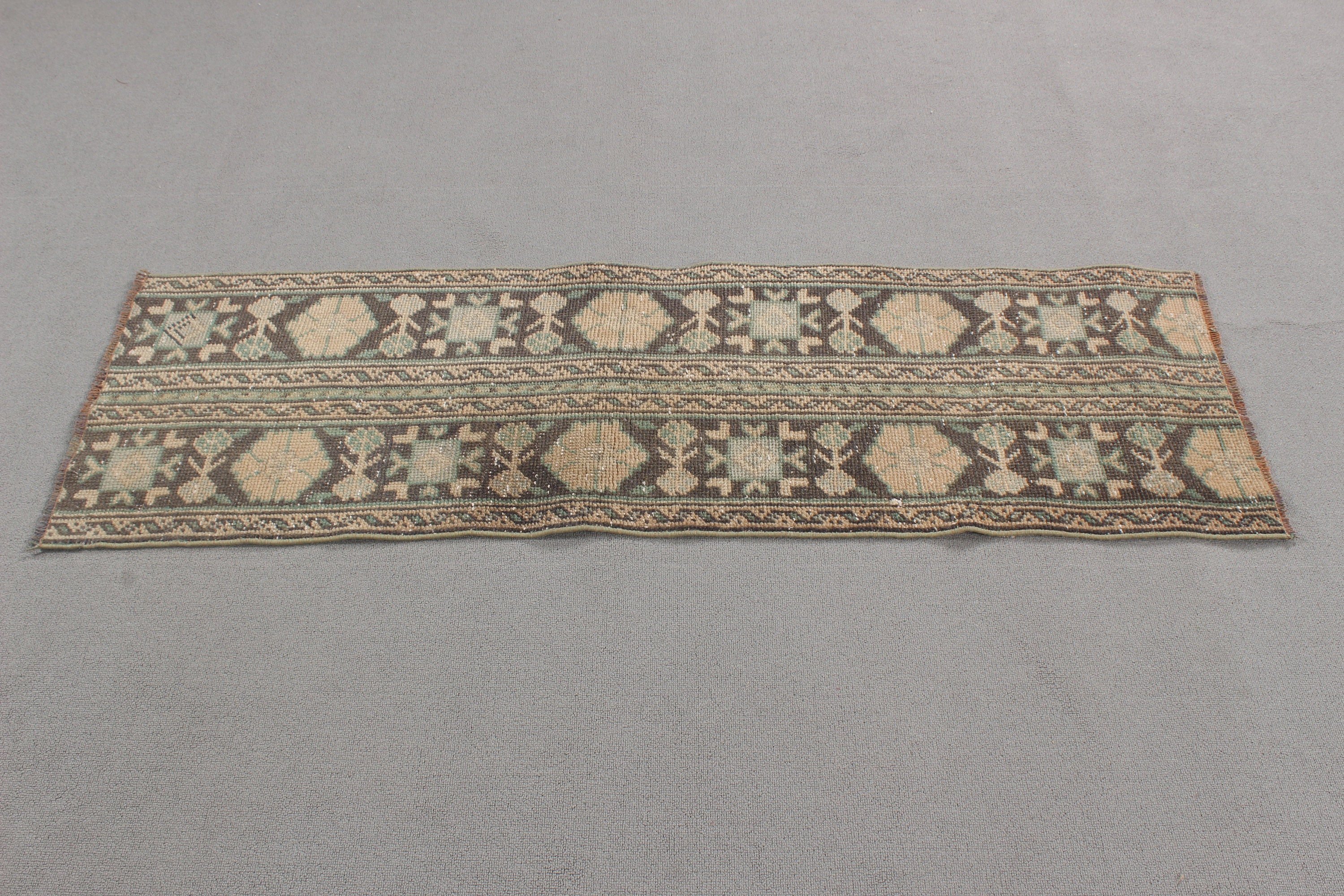 Bohem Halı, El Dokuma Halı, Vintage Halılar, Yatak Odası Halısı, Türk Halısı, Küçük Boho Halısı, 1.5x5 ft Küçük Halı, Kapı Paspas Halıları, Yeşil Modern Halı