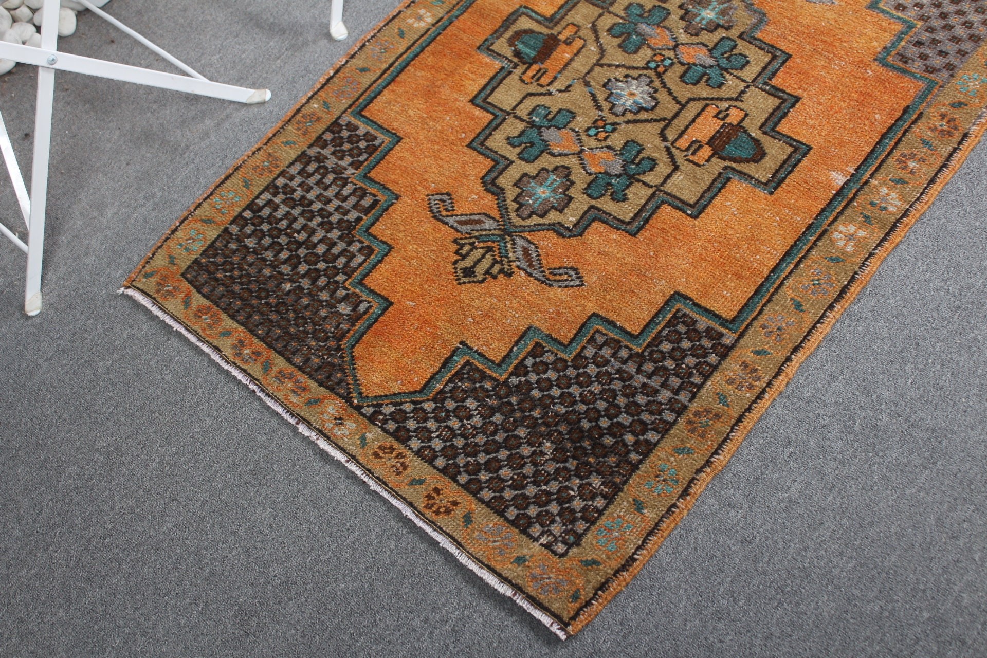 Car Mat Rug, Muted Rug, 2.5x3.8 ft Small Rug, Entry Rugs, Oushak Rugs, Orange Antique Rugs, Vintage Rugs, Turkish Rugs