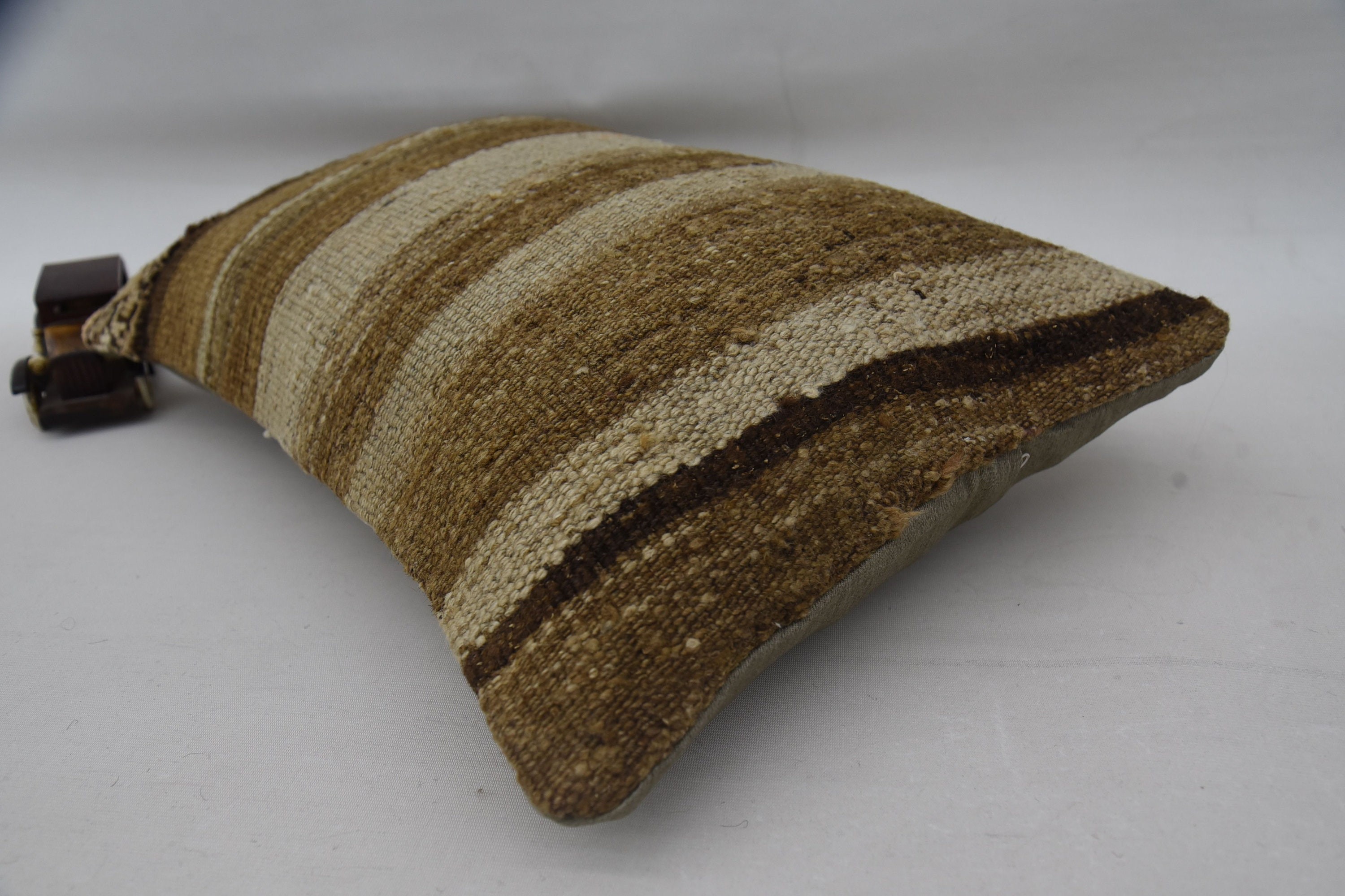 Boho Pillow, Handmade Kilim Cushion, Home Decor Pillow, 16"x24" Brown Cushion, Kilim Rug Pillow Cover, Wool Kilim Pillow Pillow Cover