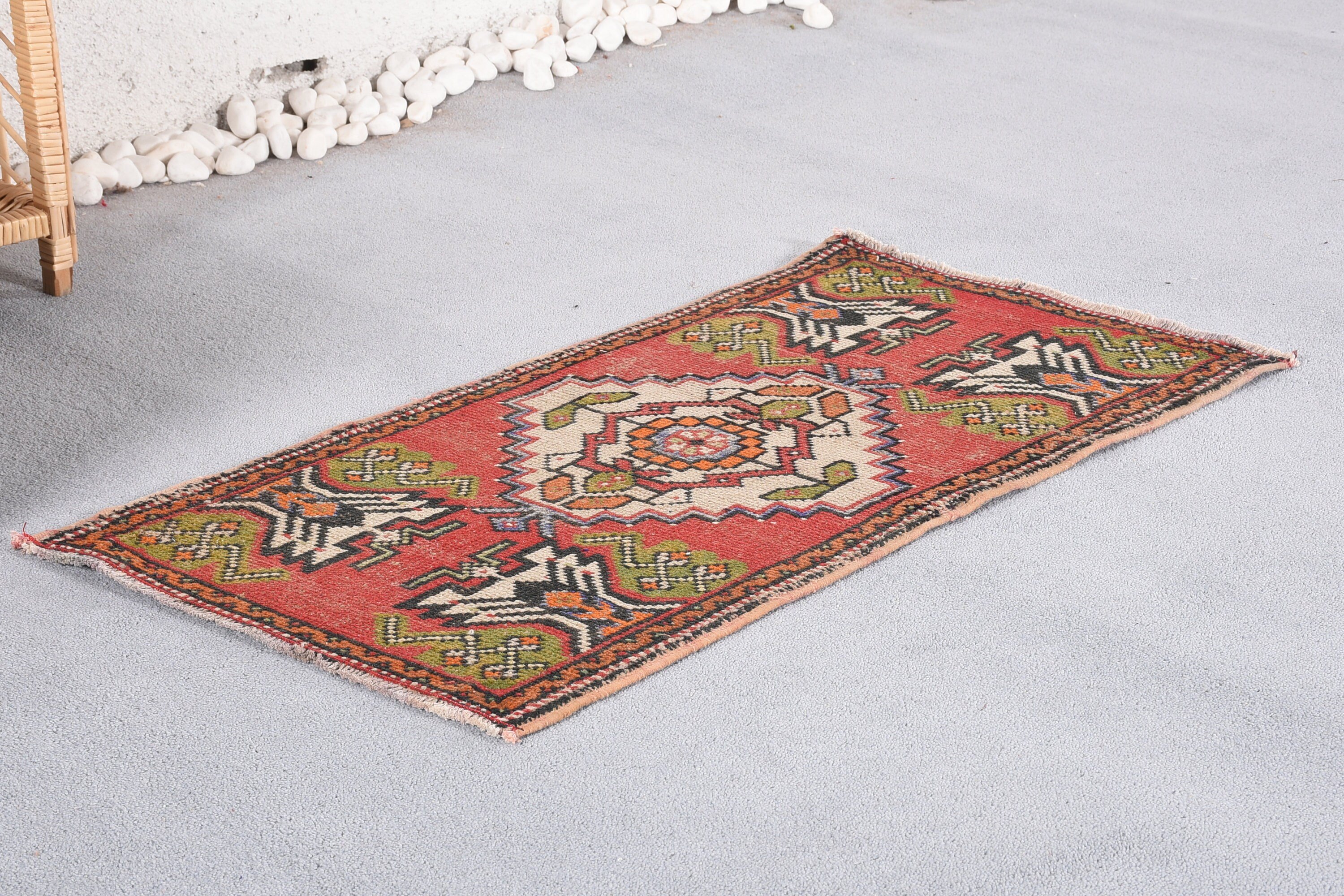 Vintage Rug, Rugs for Entry, Turkish Rug, Old Rugs, Red  1.8x3.3 ft Small Rug, Entry Rug, Kitchen Rug, Oushak Rugs, Wool Rug