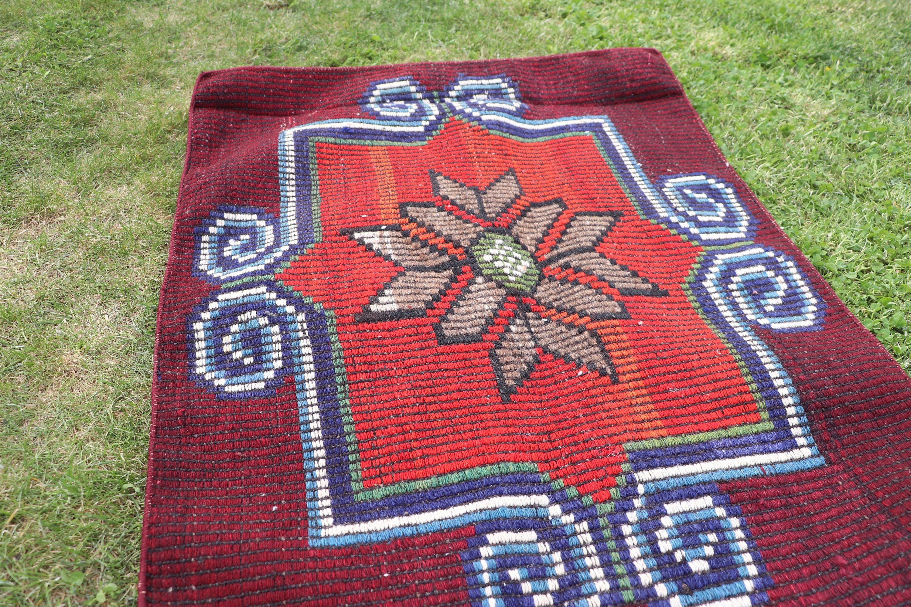 Vintage Rugs, Kitchen Rug, Turkish Rugs, Kilim, Floor Rug, Tribal Rugs, Red Cool Rug, Oriental Rug, 2.3x3 ft Small Rug, Wall Hanging Rugs