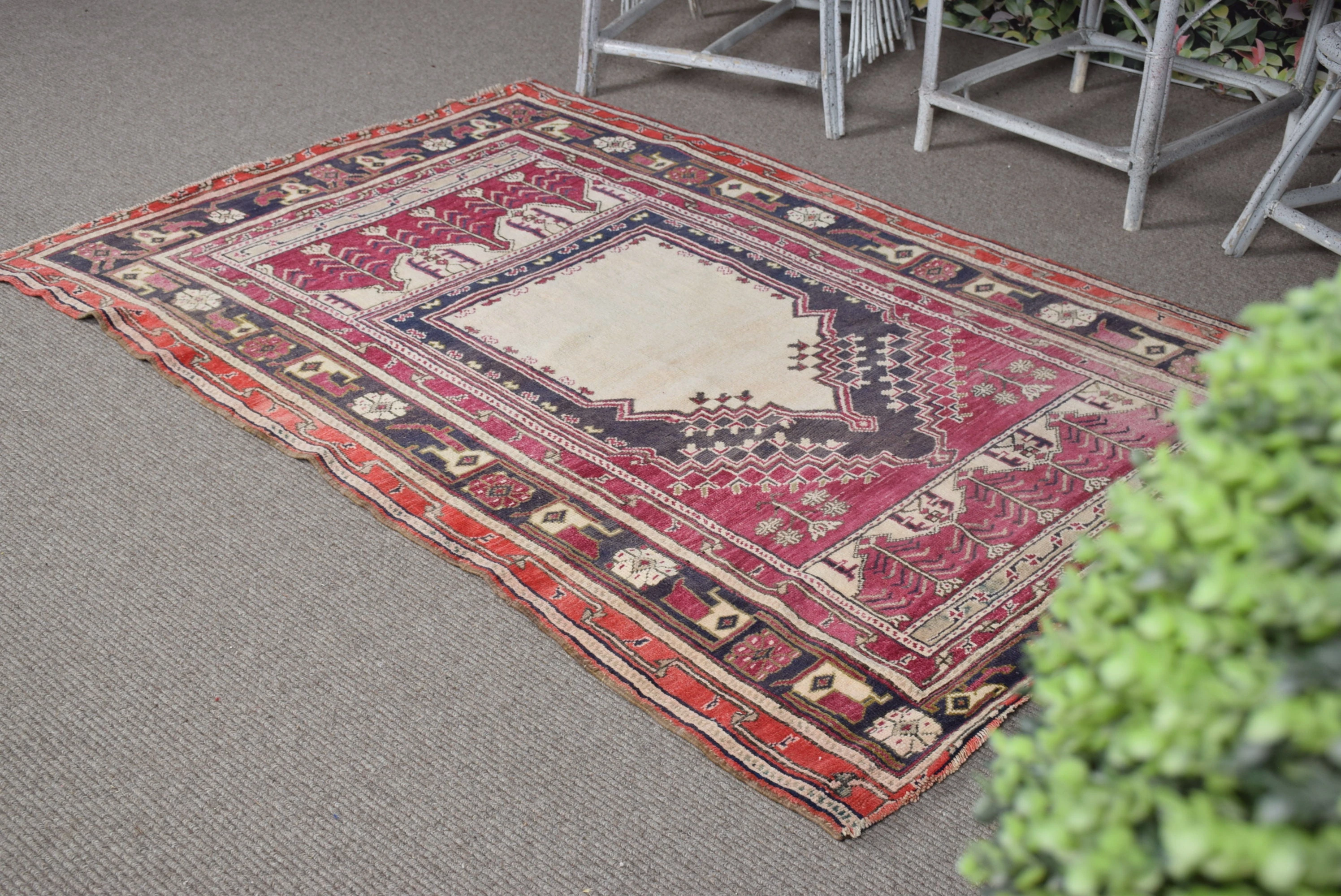 Pink Oriental Rug, Nursery Rug, Rugs for Nursery, Anatolian Rugs, Bedroom Rugs, 4x6 ft Accent Rugs, Vintage Rug, Turkish Rug, Wool Rugs