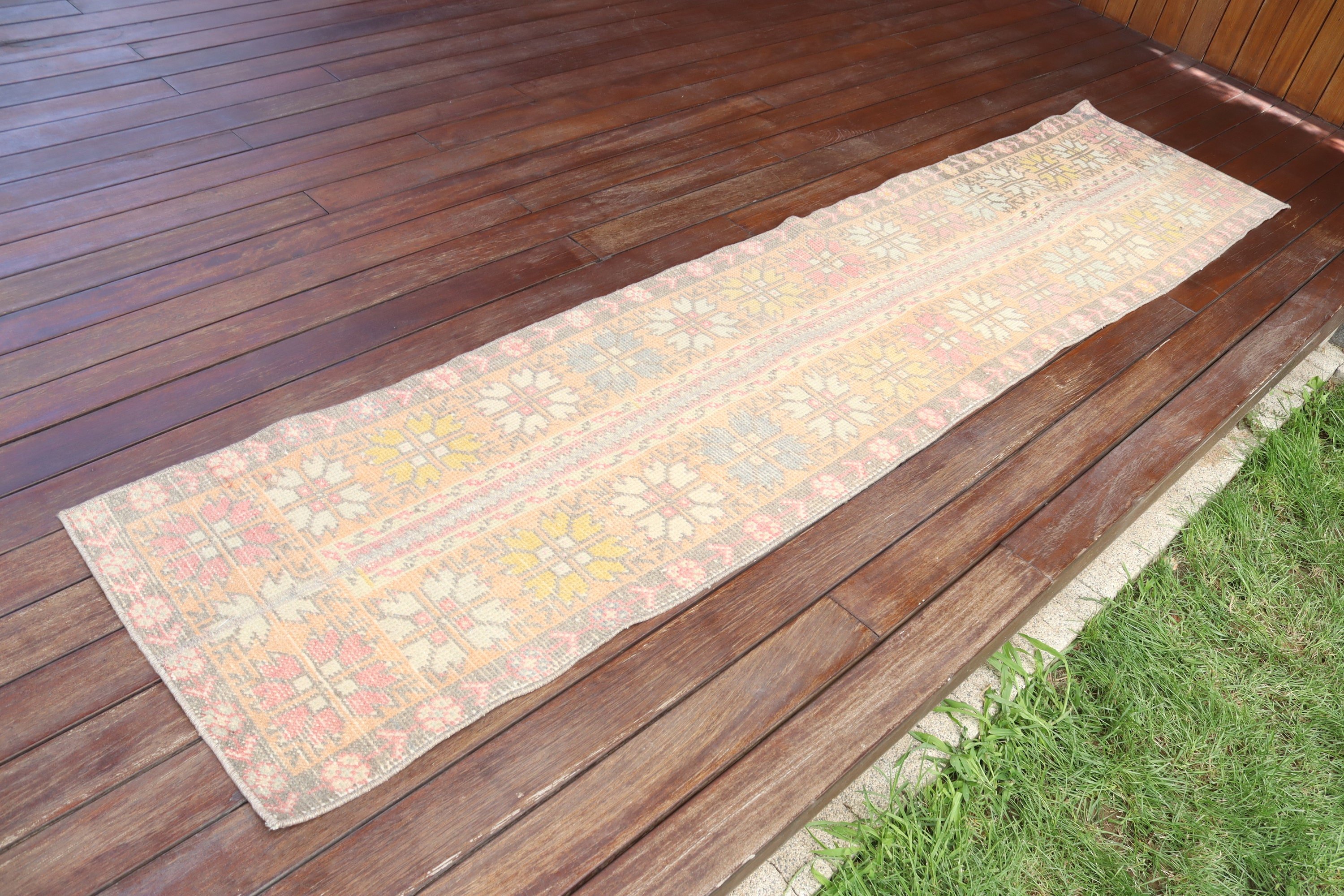 Lüks Halı, Kahverengi 1.8x8.7 ft Runner Halı, Türk Halısı, Yatak Odası Halısı, Koridor Halıları, Vintage Halılar, Beni Ourain Runner Halıları