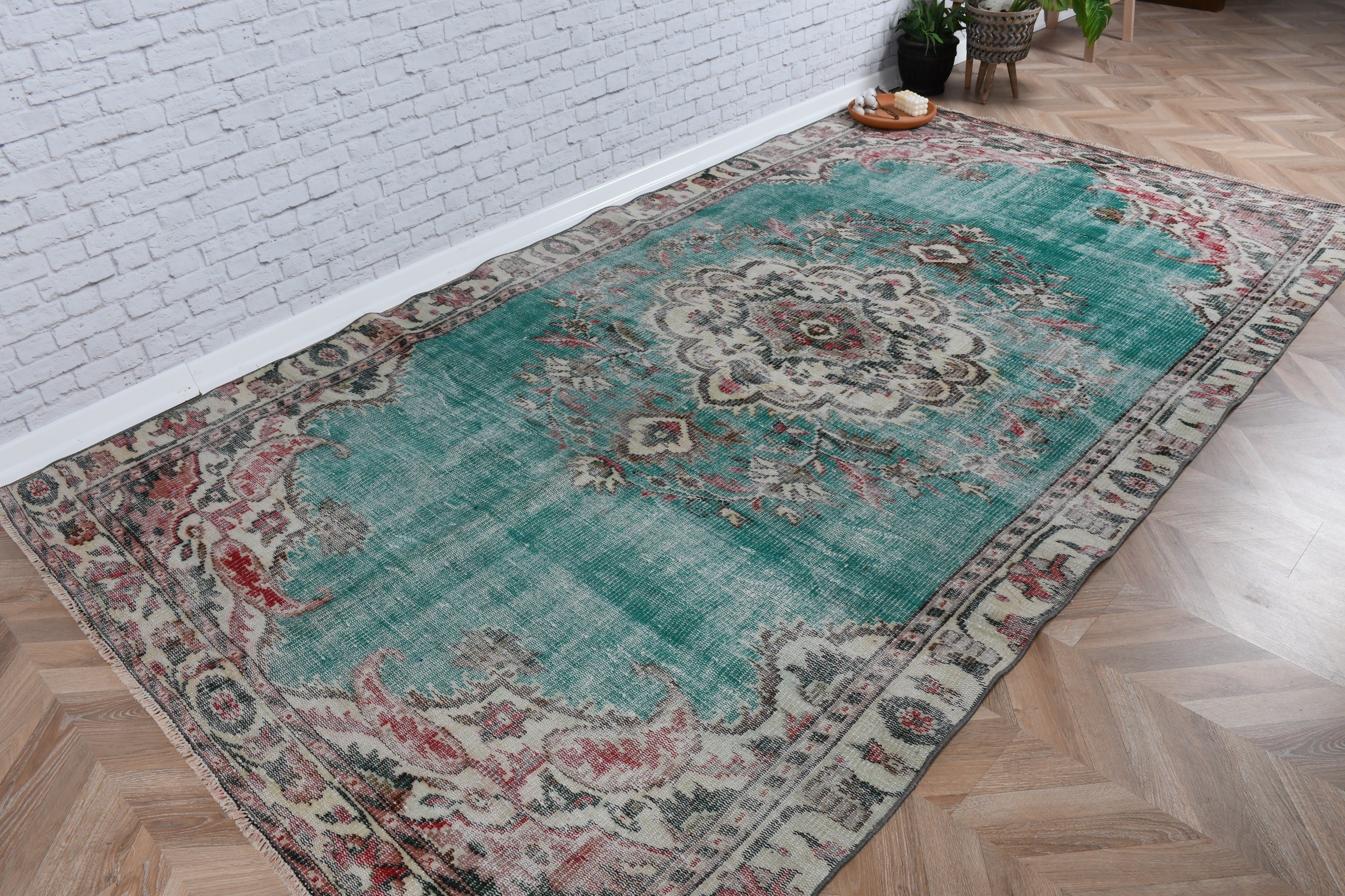 Turkish Rugs, Dining Room Rug, Large Boho Rug, Floor Rugs, 5.6x10.1 ft Large Rug, Vintage Rugs, Statement Rugs, Green Home Decor Rugs