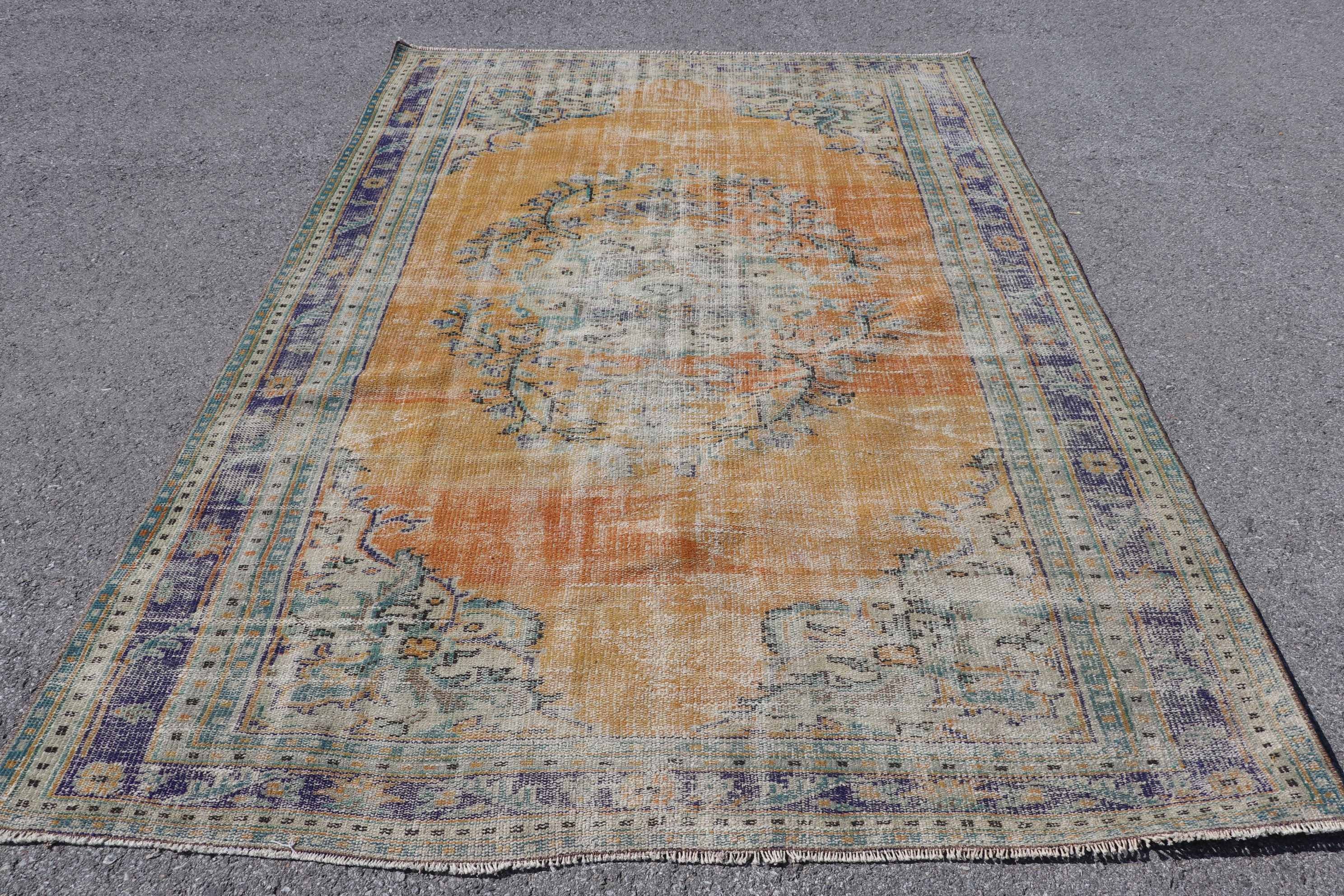 Salon Rugs, Cool Rug, 5.9x8.7 ft Large Rug, Orange Antique Rug, Antique Rug, Living Room Rug, Handmade Rug, Turkish Rug, Vintage Rug