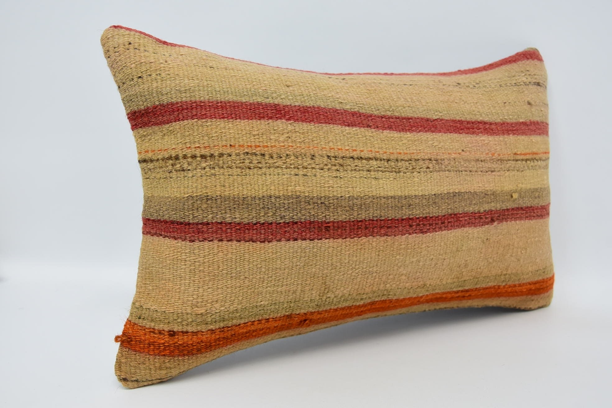 Antique Pillows, Vintage Kilim Pillow, Kilim Pillow, 12"x20" Beige Pillow Case, Chair Pillow, Bed Pillow Sham