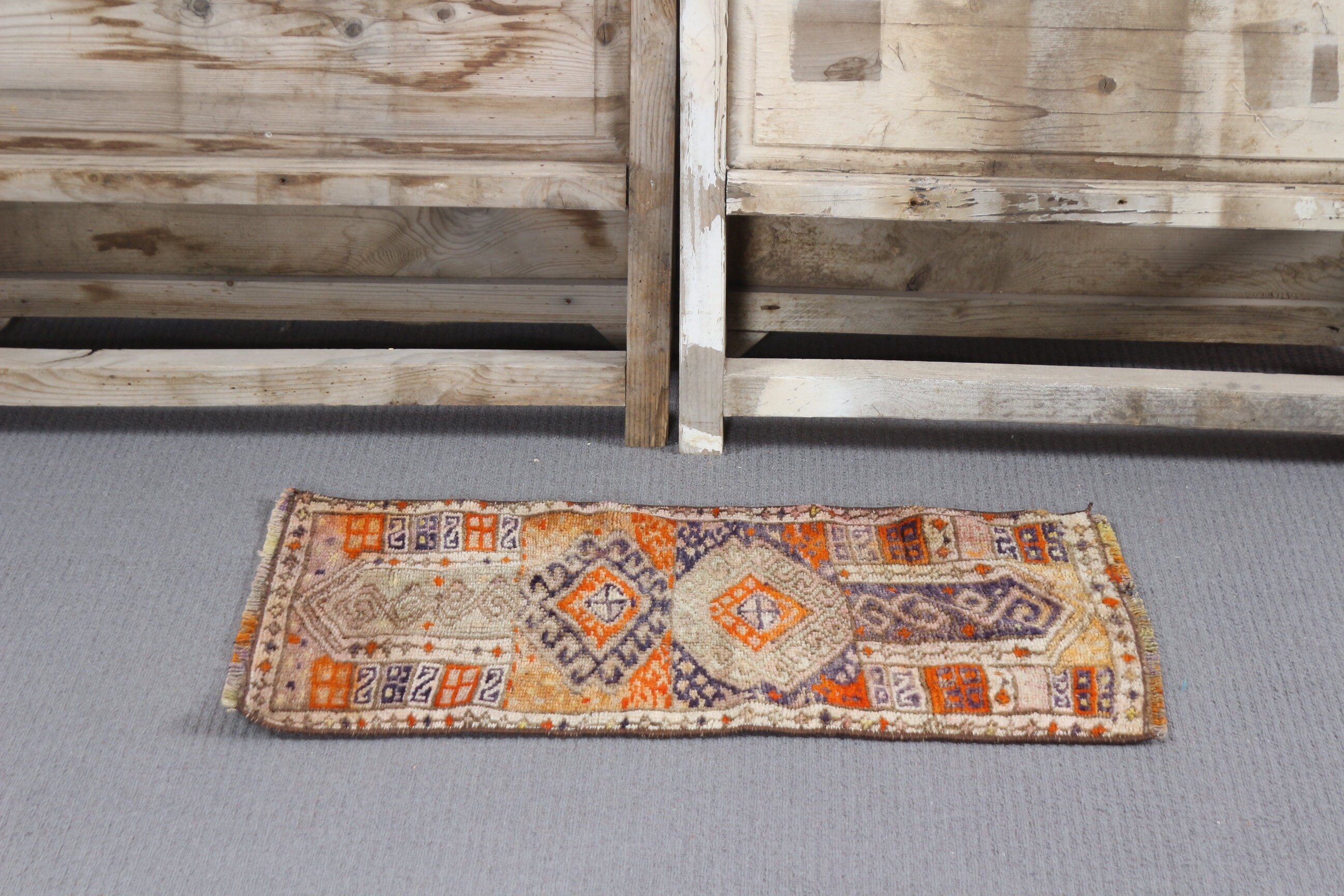Brown Moroccan Rug, Vintage Rug, Turkish Rug, 1.4x2.6 ft Small Rug, Wool Rugs, Entry Rugs, Moroccan Rug, Car Mat Rugs, Rugs for Bedroom