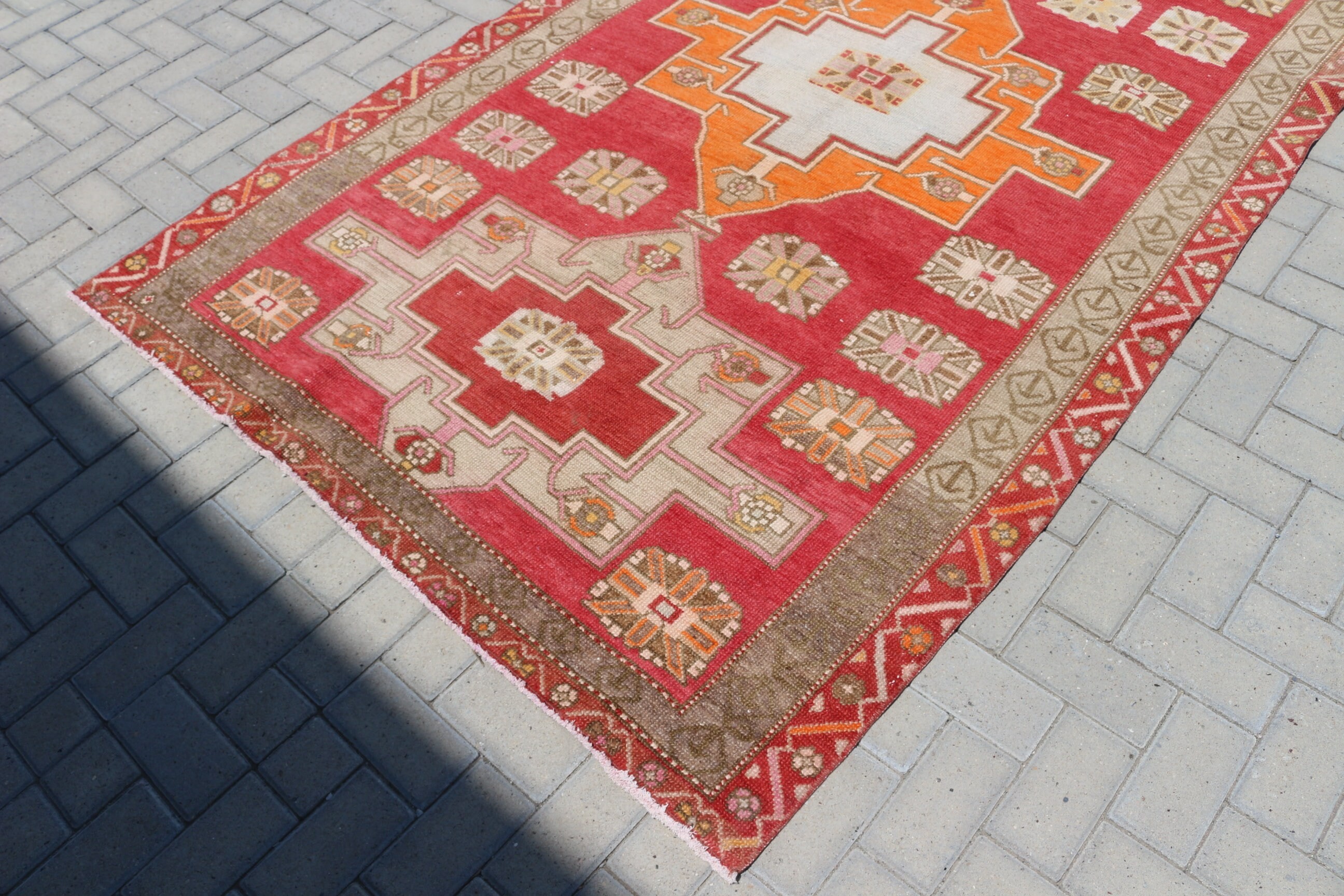 Kırmızı 5.1x13.5 ft Runner Halı, Doğal Halılar, Merdiven Halısı, Koridor Halıları, Vintage Halılar, Türk Halısı, Yün Halıları, Fas Halısı