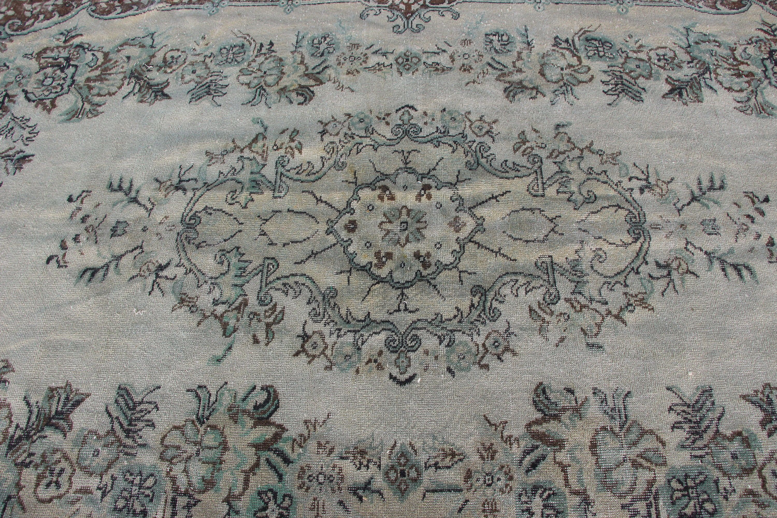 5.9x9.9 ft Büyük Halı, Ev Dekor Halıları, Oturma Odası Halısı, Vintage Halı, Yeşil Yün Halı, Salon Halısı, Türk Halısı, Oushak Halısı, Salon Halıları