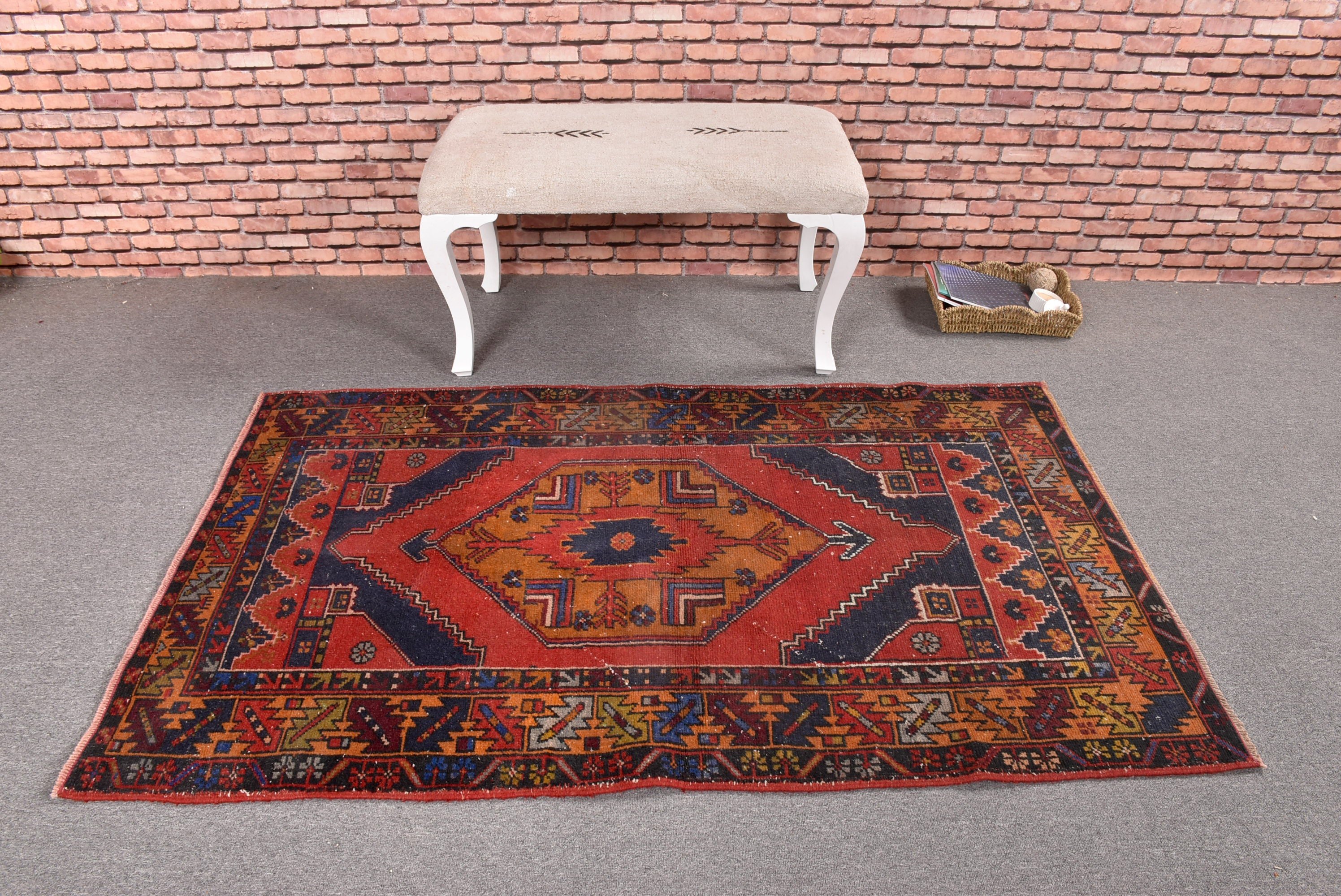 Havalı Halı, Mavi Anadolu Halısı, Boho Vurgulu Halılar, Fas Halıları, Türk Halıları, 3,5x5,7 ft Vurgulu Halı, Yatak Odası Halısı, Vintage Halı