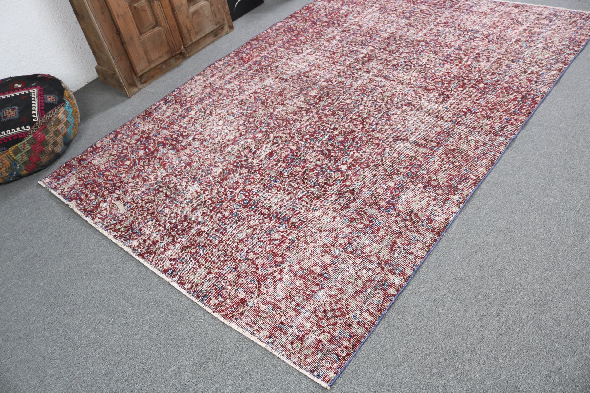 Büyük Vintage Halı, Boho Halılar, Vintage Halı, Lüks Halılar, Türk Halısı, Fas Halıları, Kırmızı Yatak Odası Halıları, Salon Halıları, 5,5x8,2 ft Büyük Halı