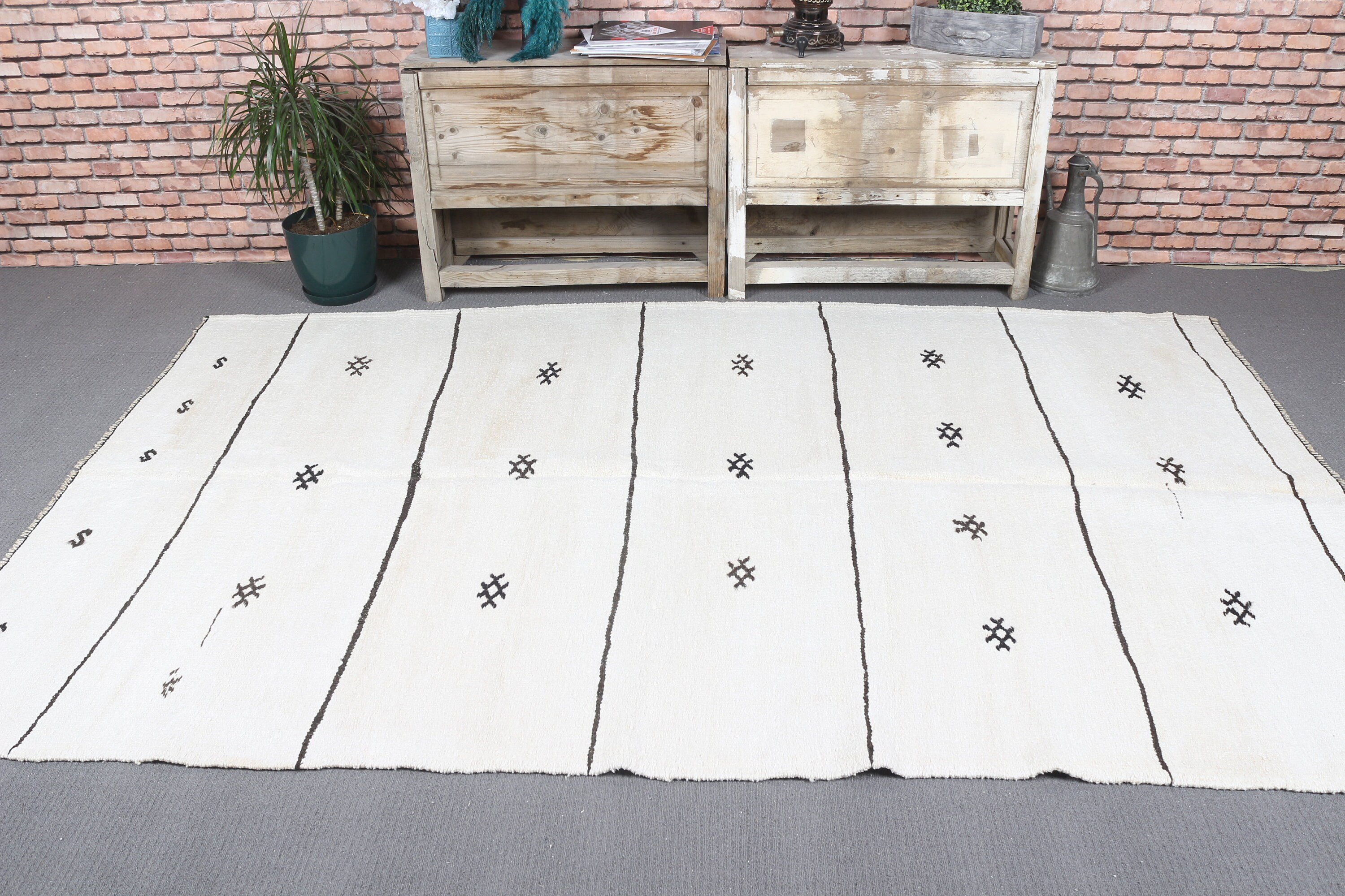 Oushak Rug, Bedroom Rug, 5.4x9.5 ft Large Rug, White Oushak Rug, Hand Knotted Rugs, Living Room Rug, Antique Rug, Vintage Rug, Turkish Rug