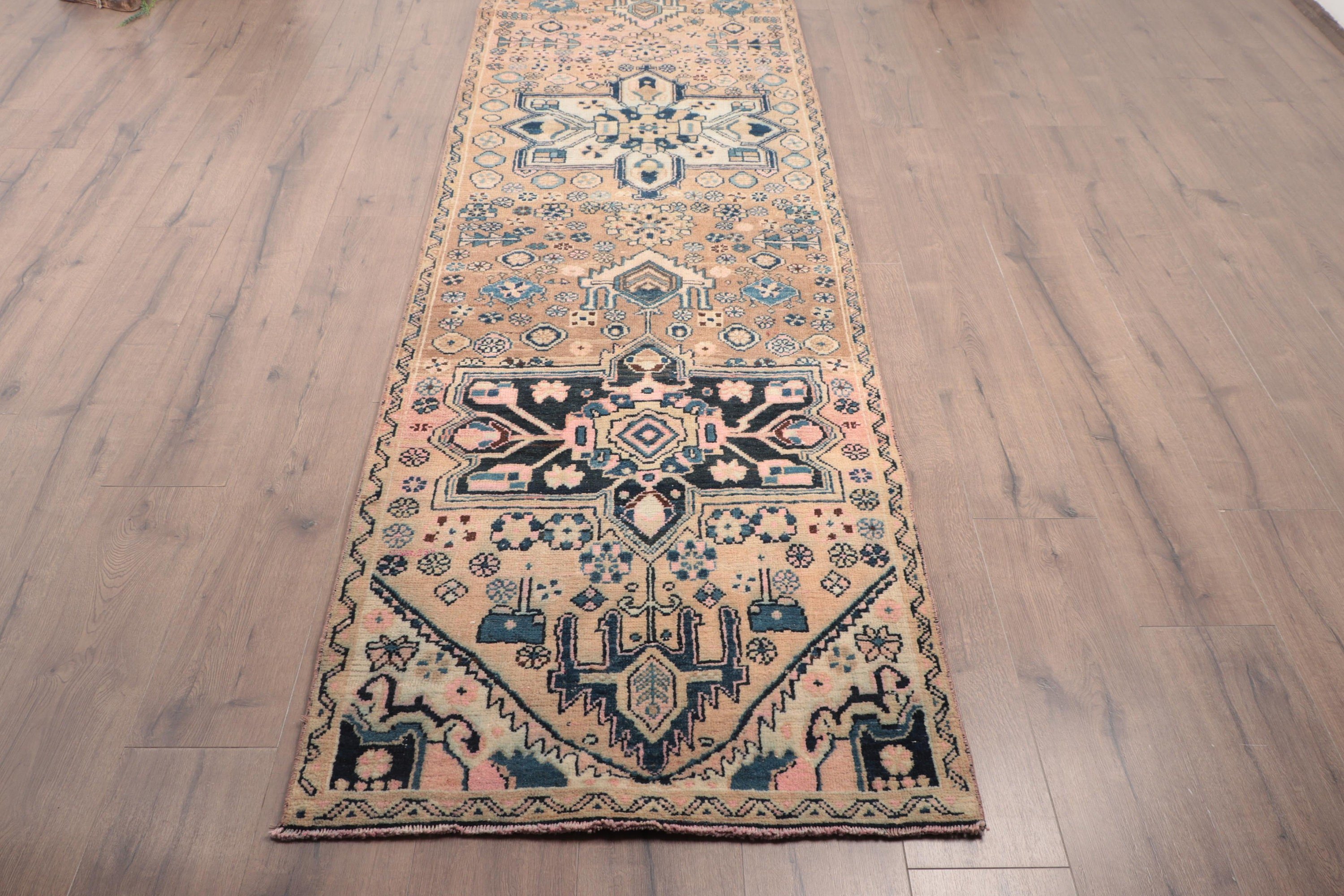 2.8x10.9 ft Runner Halıları, Antika Halılar, Merdiven Halısı, Türk Halıları, Siyah Yer Halısı, Vintage Halı, Geleneksel Halı, Koridor Halısı