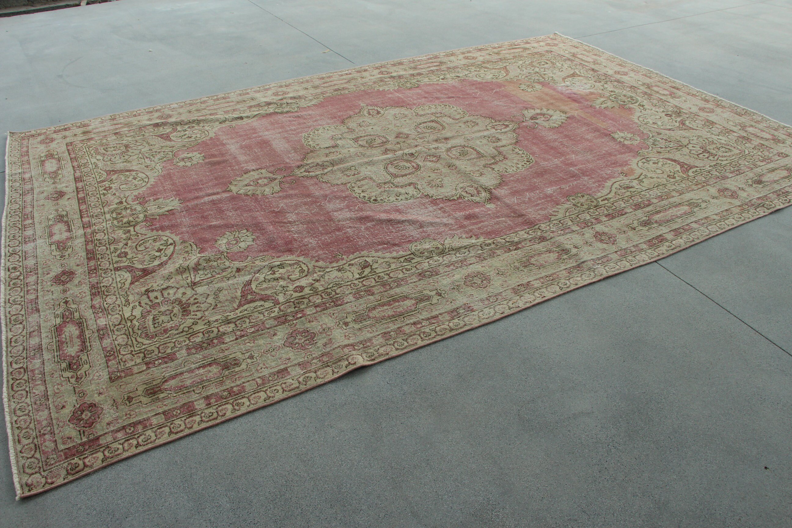 Vintage Rug, Living Room Rug, Turkish Rug, Beige Moroccan Rugs, Wool Rug, 8.1x12.1 ft Oversize Rug, Bedroom Rugs, Old Rug, Dining Room Rug