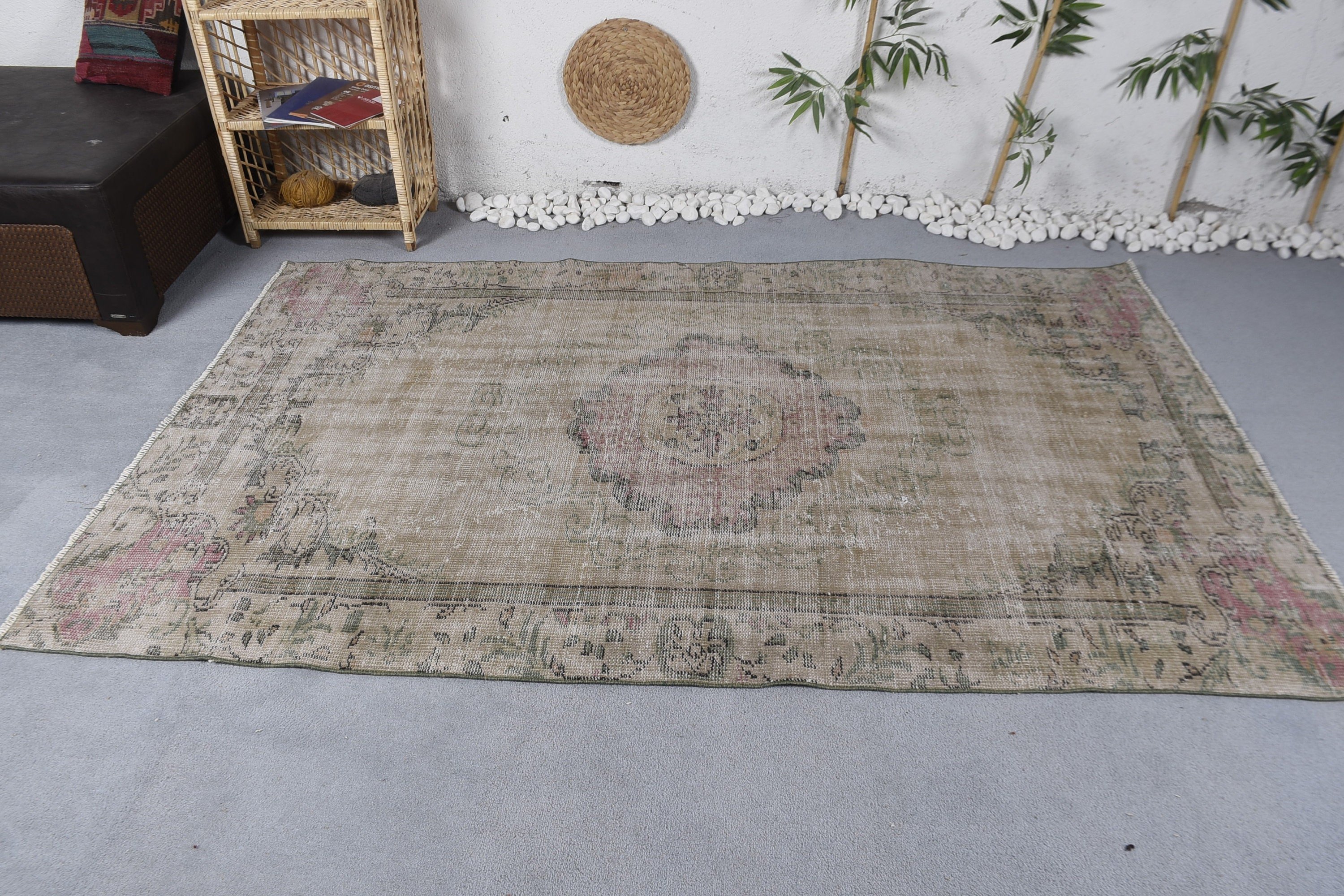 4.8x7.7 ft Area Rug, Green Antique Rugs, Anatolian Rugs, Natural Rugs, Dining Room Rug, Turkish Rug, Antique Rug, Vintage Rug, Kitchen Rug