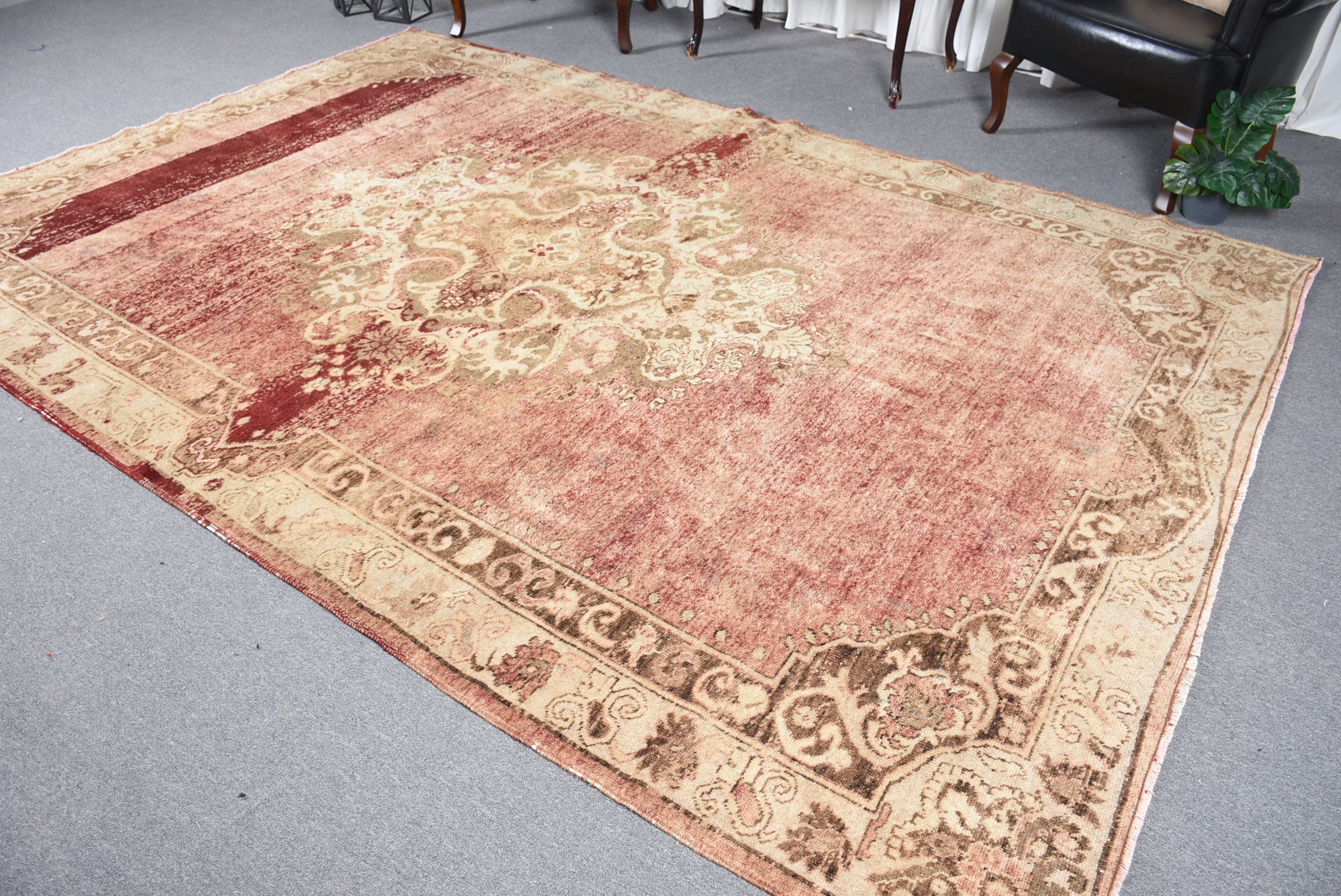 Nomadic Rug, Vintage Rug, Salon Rug, Cool Rug, Dining Room Rugs, Orange  7.3x11.1 ft Oversize Rug, Turkish Rug