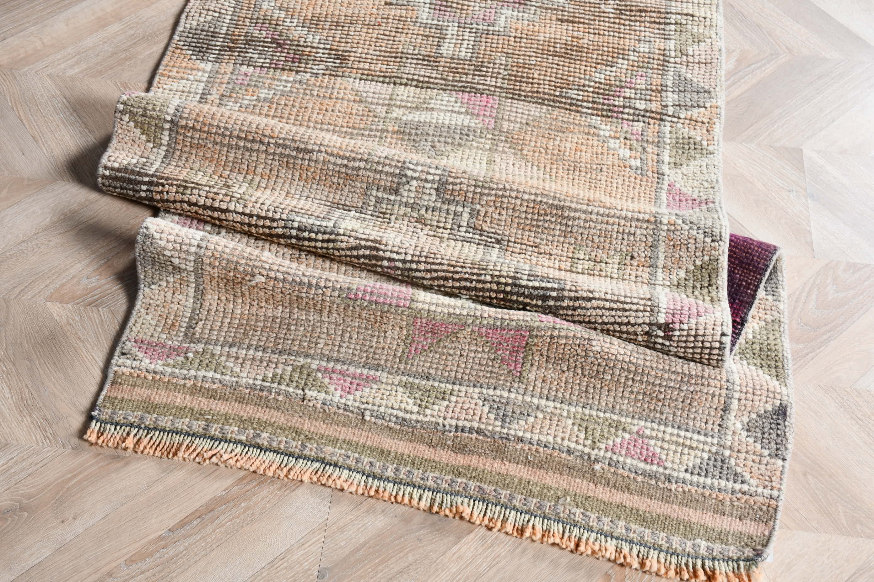 Handwoven Rugs, Stair Rug, Vintage Rug, Kitchen Rug, Rugs for Runner, Cool Rug, Pink Bedroom Rugs, Turkish Rug, 2.6x11.3 ft Runner Rug