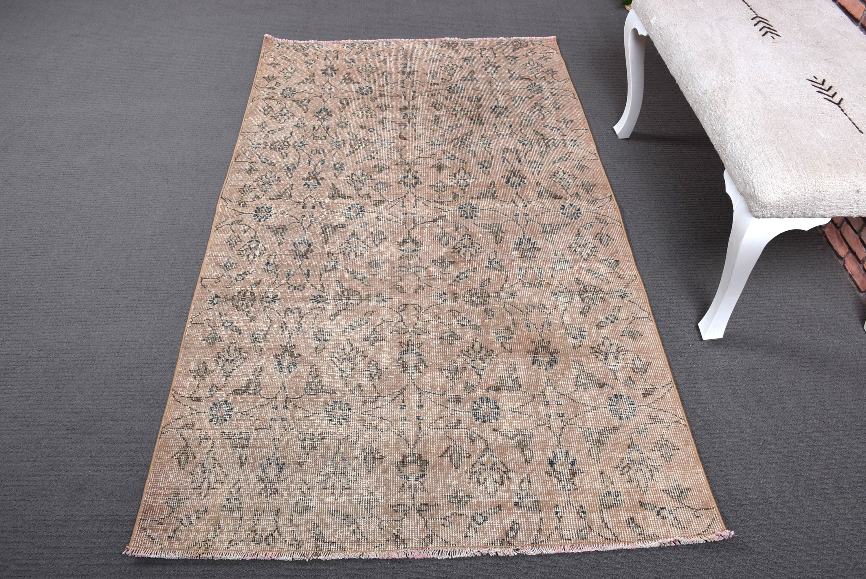 Boho Vurgulu Halı, Vintage Halılar, Pembe Açıklamalı Halılar, Lüks Halı, Oushak Halı, 3.6x6.3 ft Aksan Halıları, Türk Halıları, Dekoratif Halılar