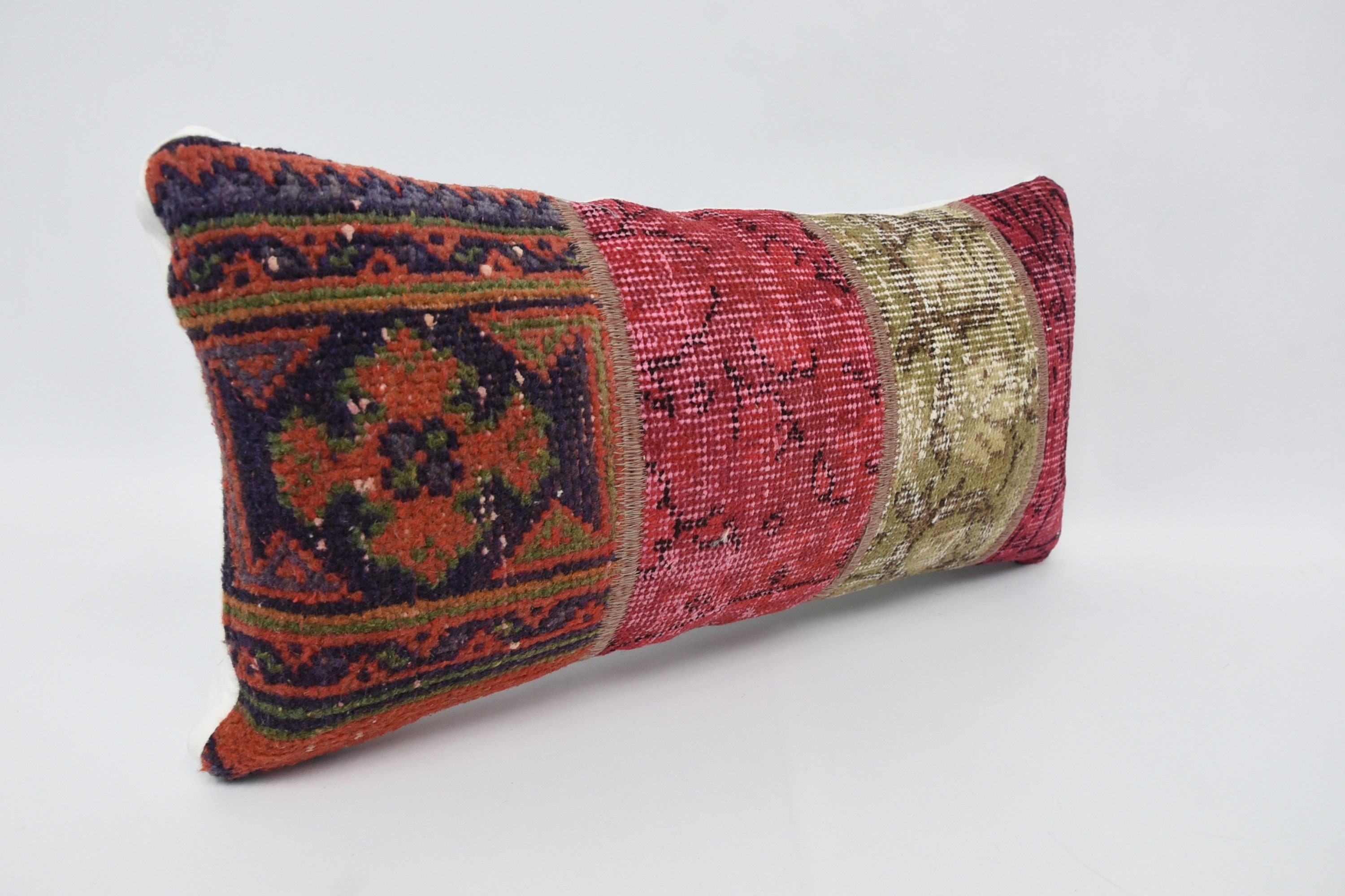 Özel Yastık Kılıfı, Boho Yastık Sham Kılıfı, Kilim Minder Sham, 12"x24" Kırmızı Yastık Kılıfı, Kanepe Yastık Kılıfı, Vintage Kilim Atma Yastık