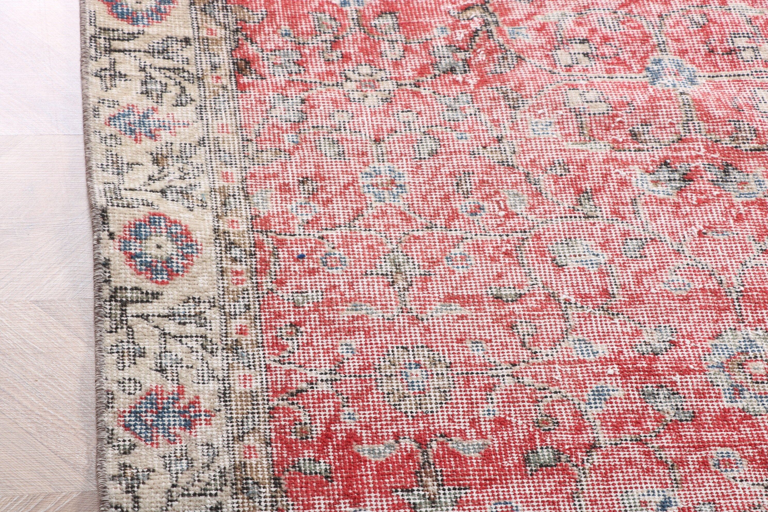 Vintage Rug, Rugs for Bedroom, Red Floor Rugs, 3.7x6.6 ft Area Rugs, Antique Rugs, Wool Rug, Living Room Rugs, Turkish Rug, Nursery Rugs