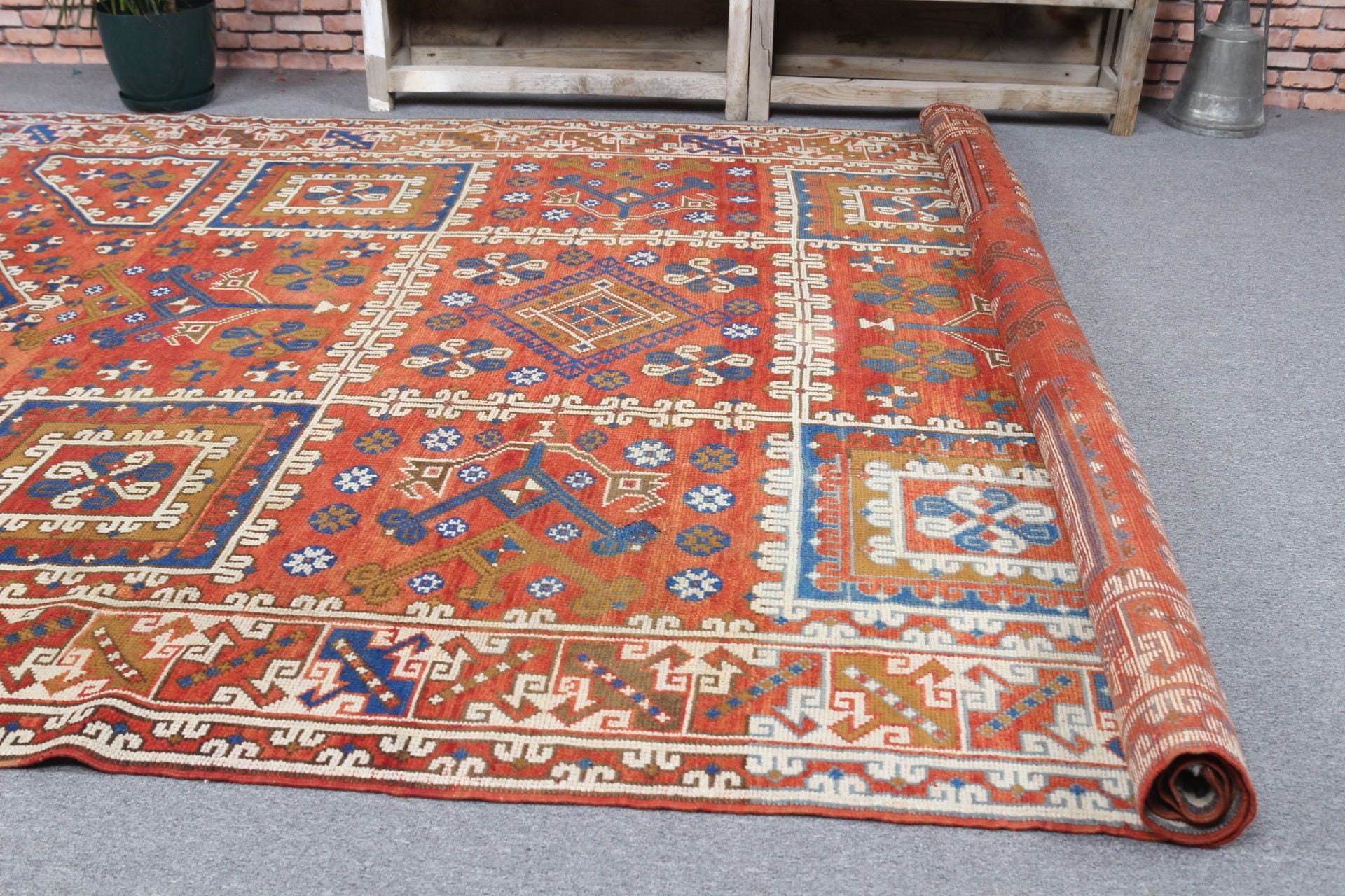 Red  6.5x10 ft Large Rug, Bedroom Rug, Vintage Rug, Anatolian Rugs, Salon Rugs, Rugs for Salon, Turkish Rug, Living Room Rug