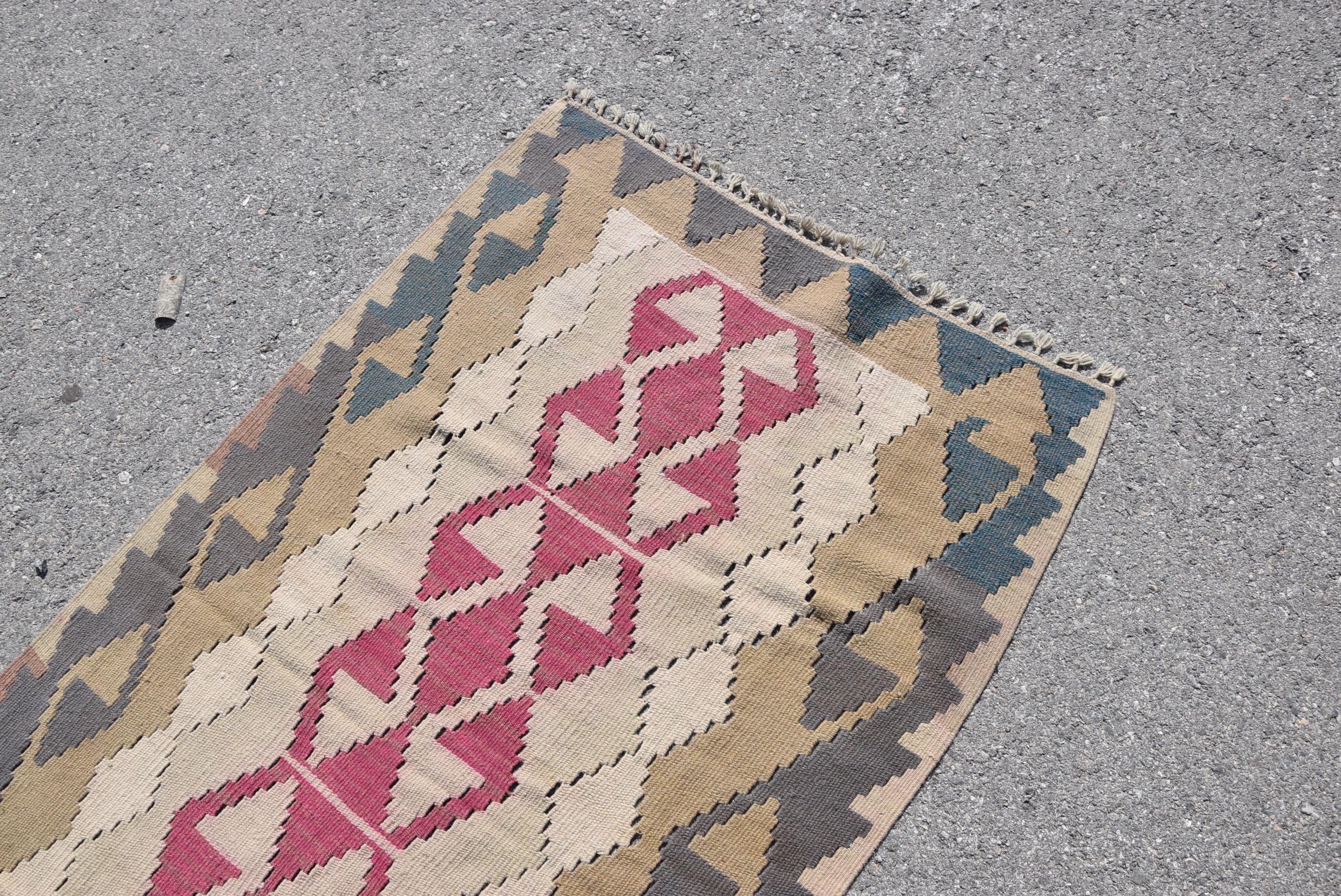 Kitchen Rugs, Moroccan Rug, 3.1x5.1 ft Accent Rug, Turkish Rugs, Dorm Rug, Vintage Rug, Kilim, Bedroom Rug, Pink Antique Rug