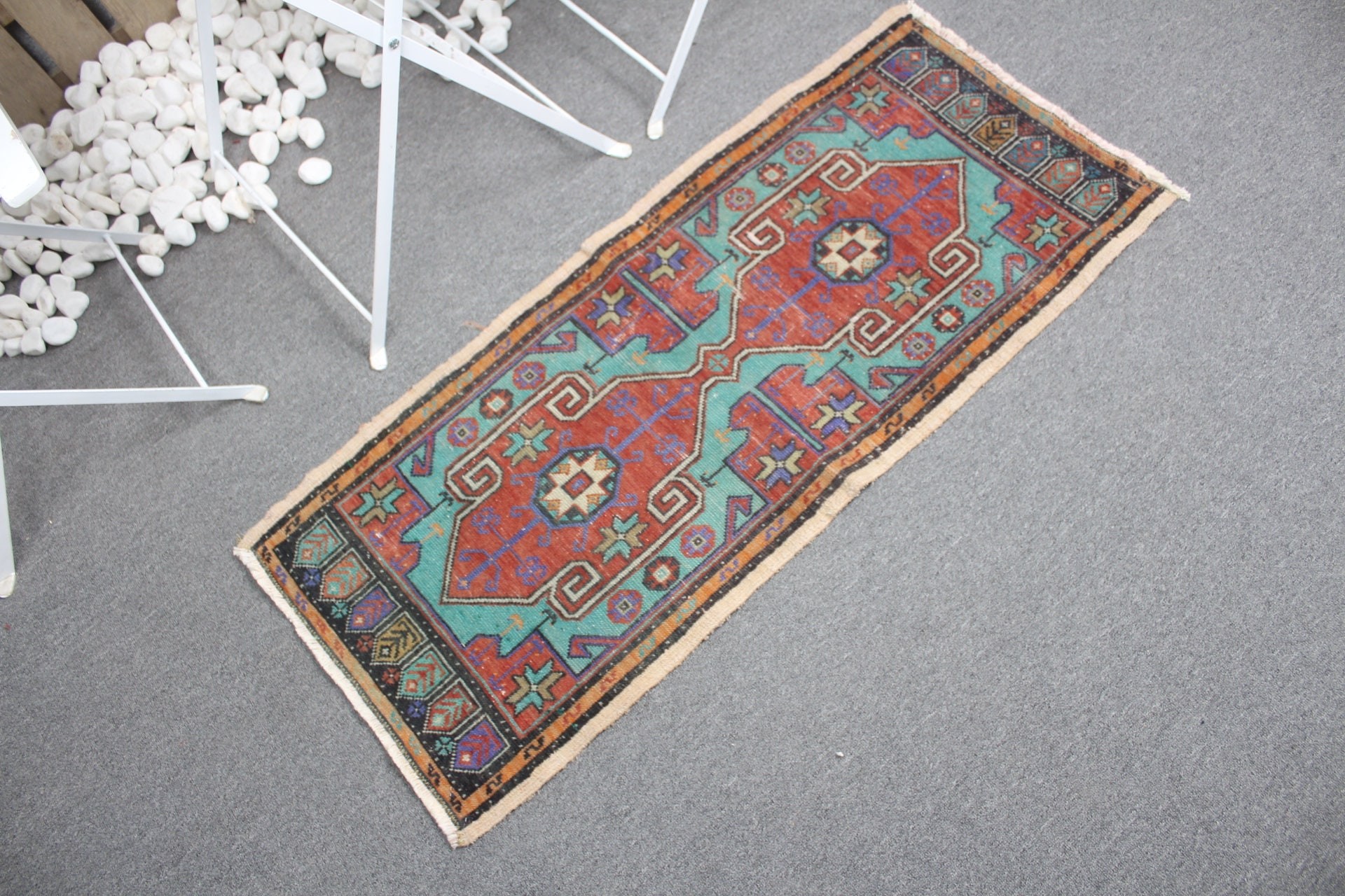 Turkish Rug, Red Antique Rug, Entry Rugs, Vintage Rugs, Floor Rug, 1.6x3.8 ft Small Rugs, Door Mat Rugs, Rugs for Door Mat, Antique Rug