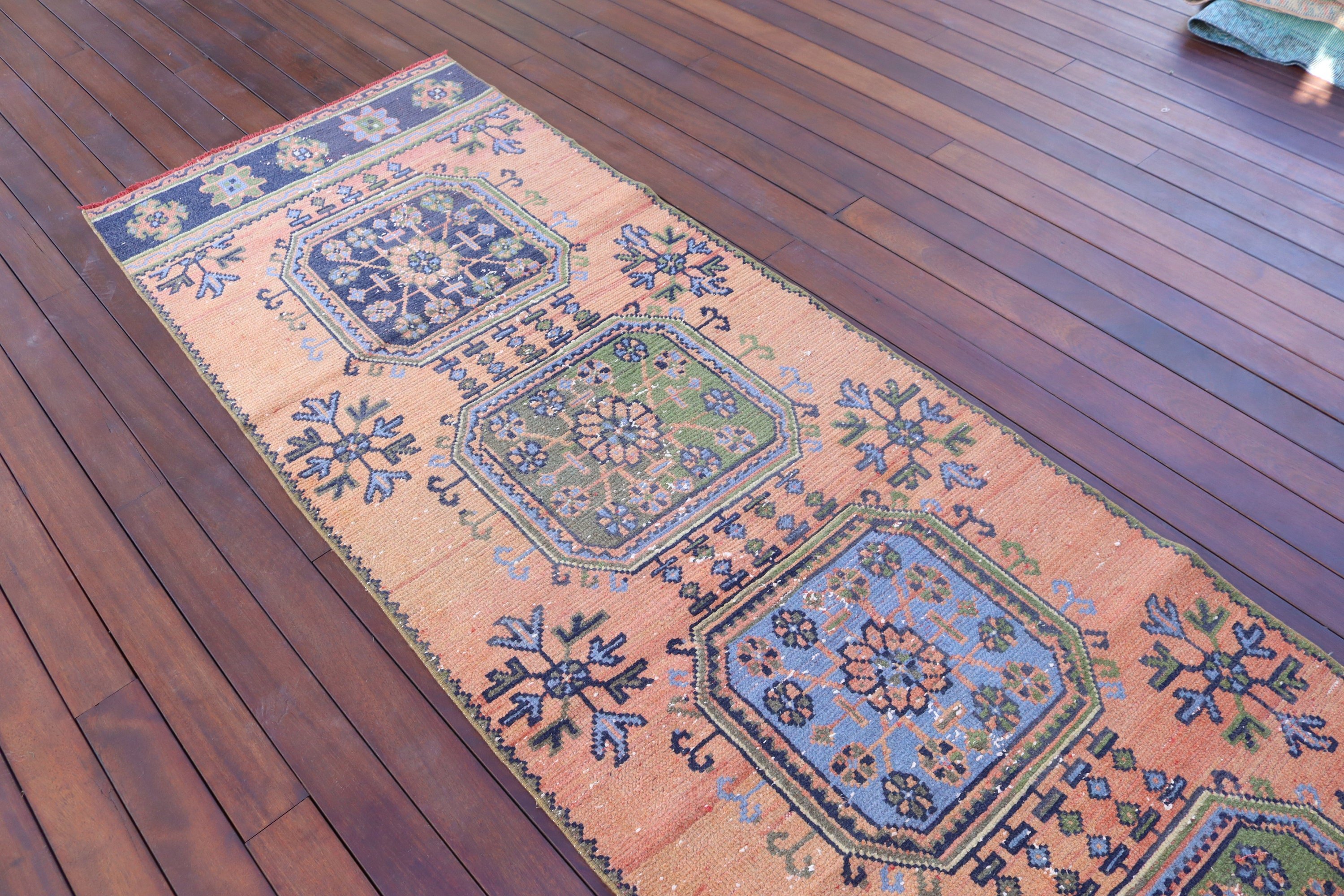 2.9x11.2 ft Runner Halıları, Sanatsal Halı, Modern Halılar, Vintage Halılar, Yer Halıları, Beni Ourain Runner Halıları, Türk Halısı, Turuncu Fas Halısı