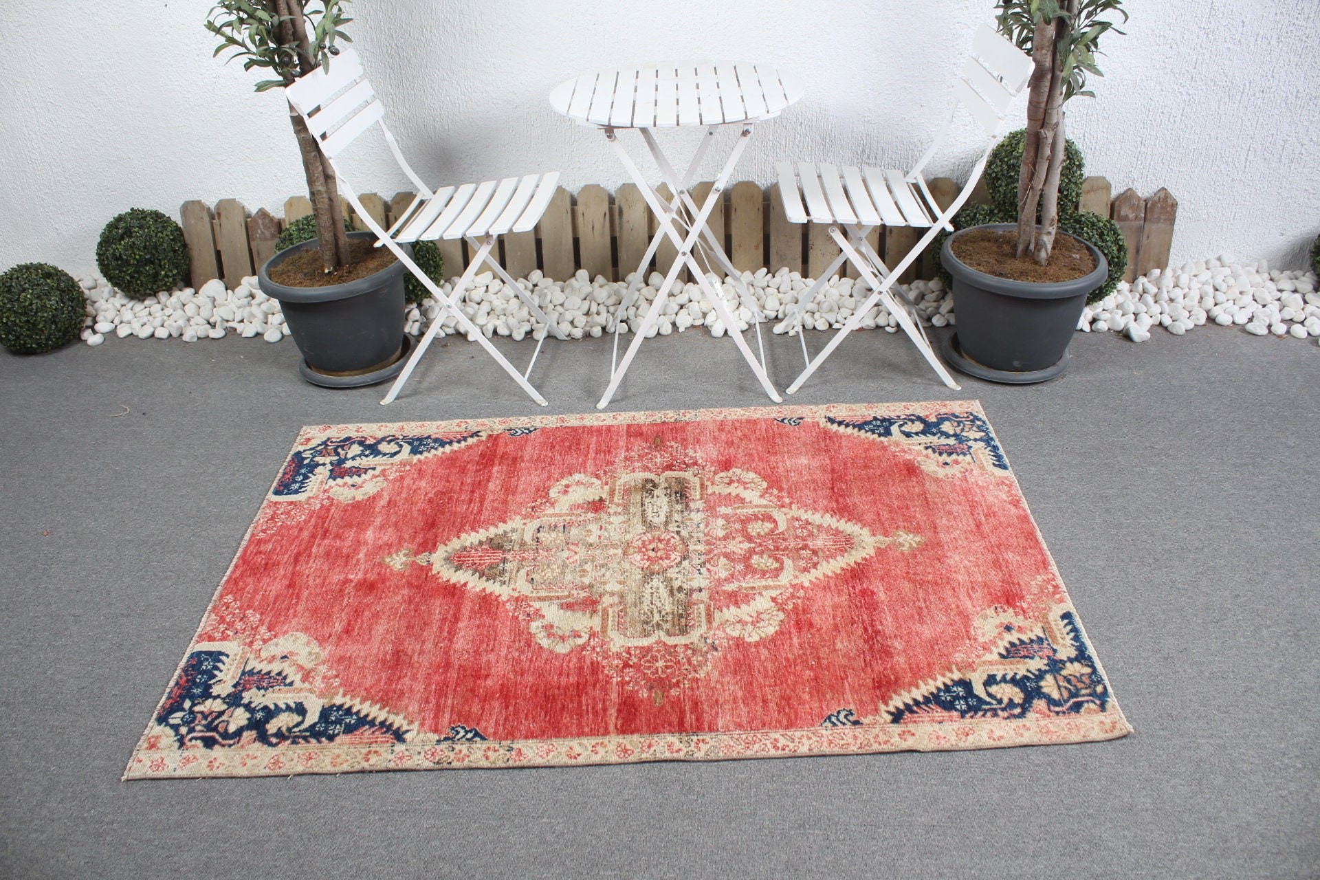 Vintage Rug, Turkish Rug, Nursery Rug, 3.6x5.4 ft Accent Rug, Red Bedroom Rug, Eclectic Rug, Floor Rug, Rugs for Entry