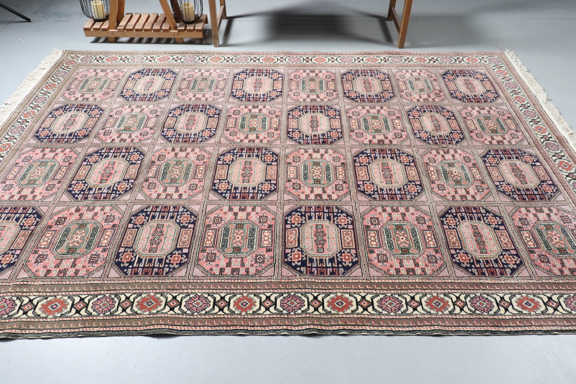 Living Room Rug, Green Wool Rug, Bohemian Rug, Vintage Rug, 6.6x9.2 ft Large Rugs, Turkish Rugs, Kitchen Rugs, Oriental Rug, Bedroom Rug