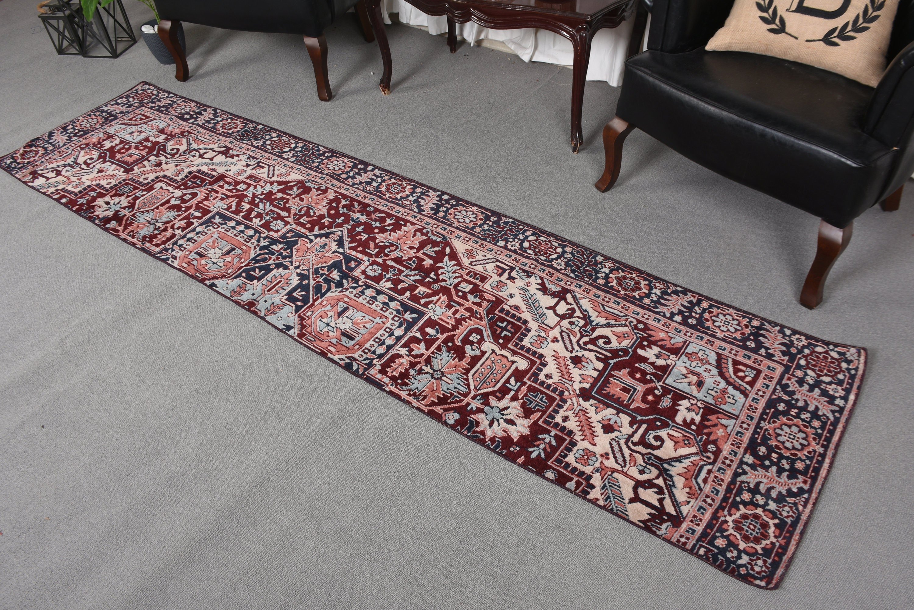 Düz Dokuma Halı, Vintage Halılar, Mor Nötr Halı, Türk Halısı, 2.2x9 ft Runner Halısı, Koridor Halısı, Yatak Odası Halıları, Beni Ourain Runner Halısı