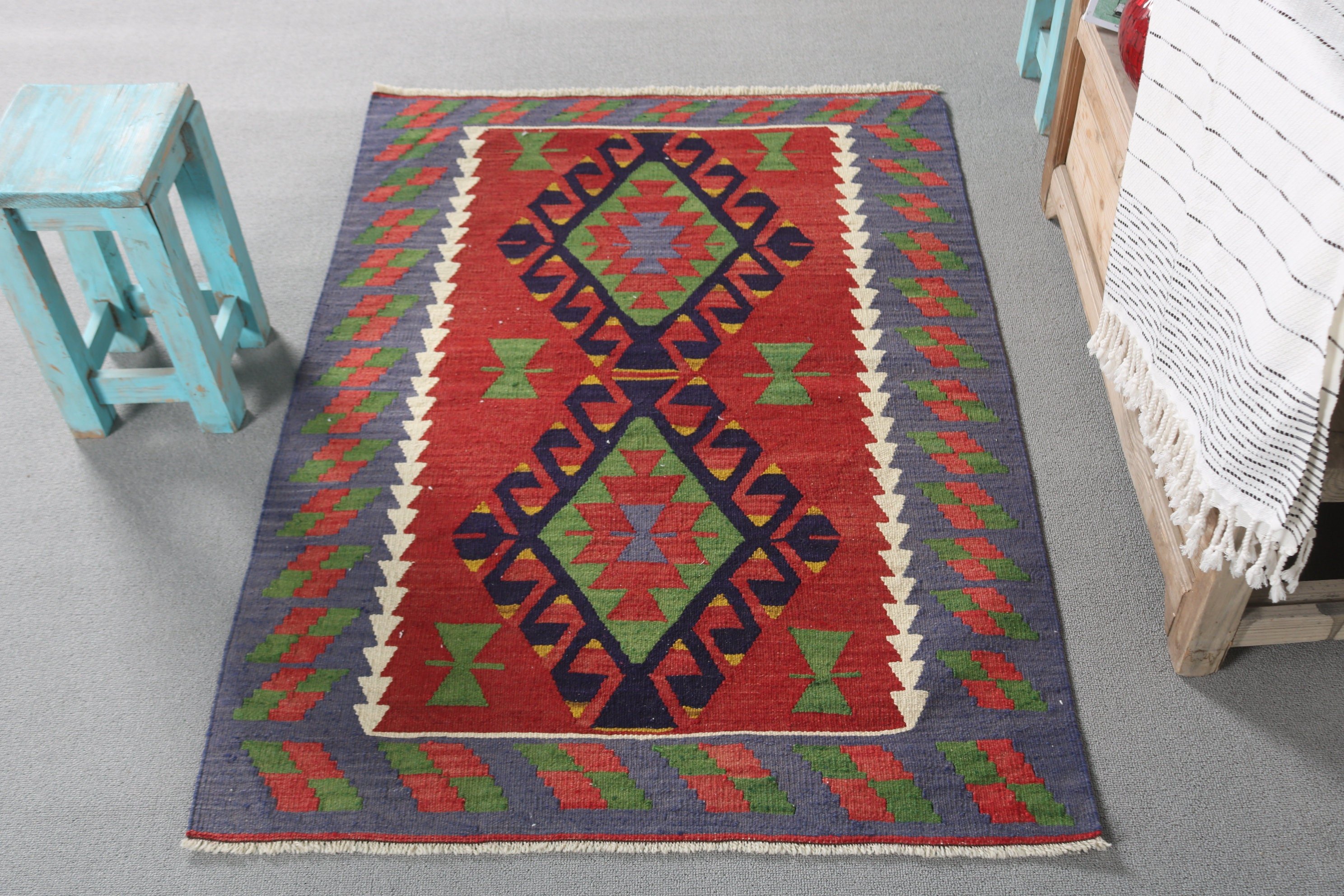 Mavi 2.9x4 ft Küçük Halılar, Türk Halıları, Kilim, Aztek Halıları, Mutfak Halısı, Banyo Halıları, Fas Halıları, Çocuk Halısı, Vintage Halı