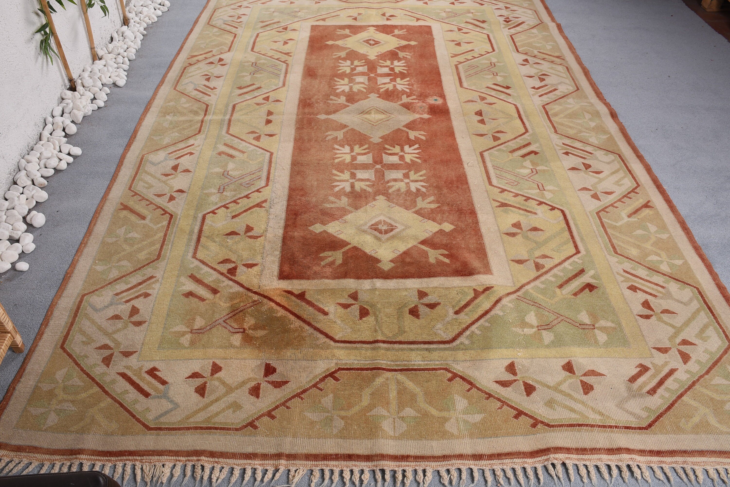 Outdoor Rug, Red Antique Rug, 6.5x9.7 ft Large Rug, Turkish Rug, Anatolian Rug, Living Room Rugs, Floor Rug, Dining Room Rug, Vintage Rug