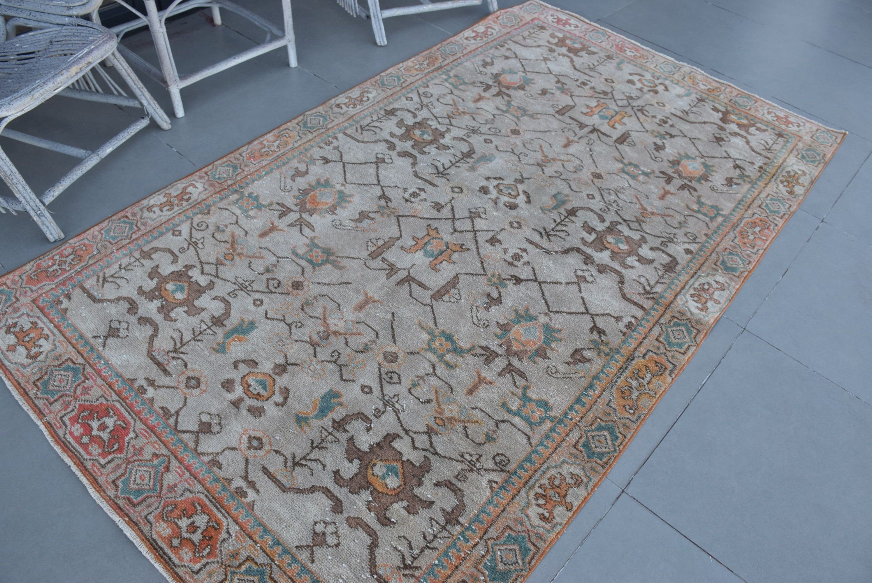 Pastel Rug, Vintage Rug, Oriental Rugs, Turkish Rug, Living Room Rug, Antique Rug, Rugs for Nursery, 4.6x8.1 ft Area Rug, Beige Kitchen Rug
