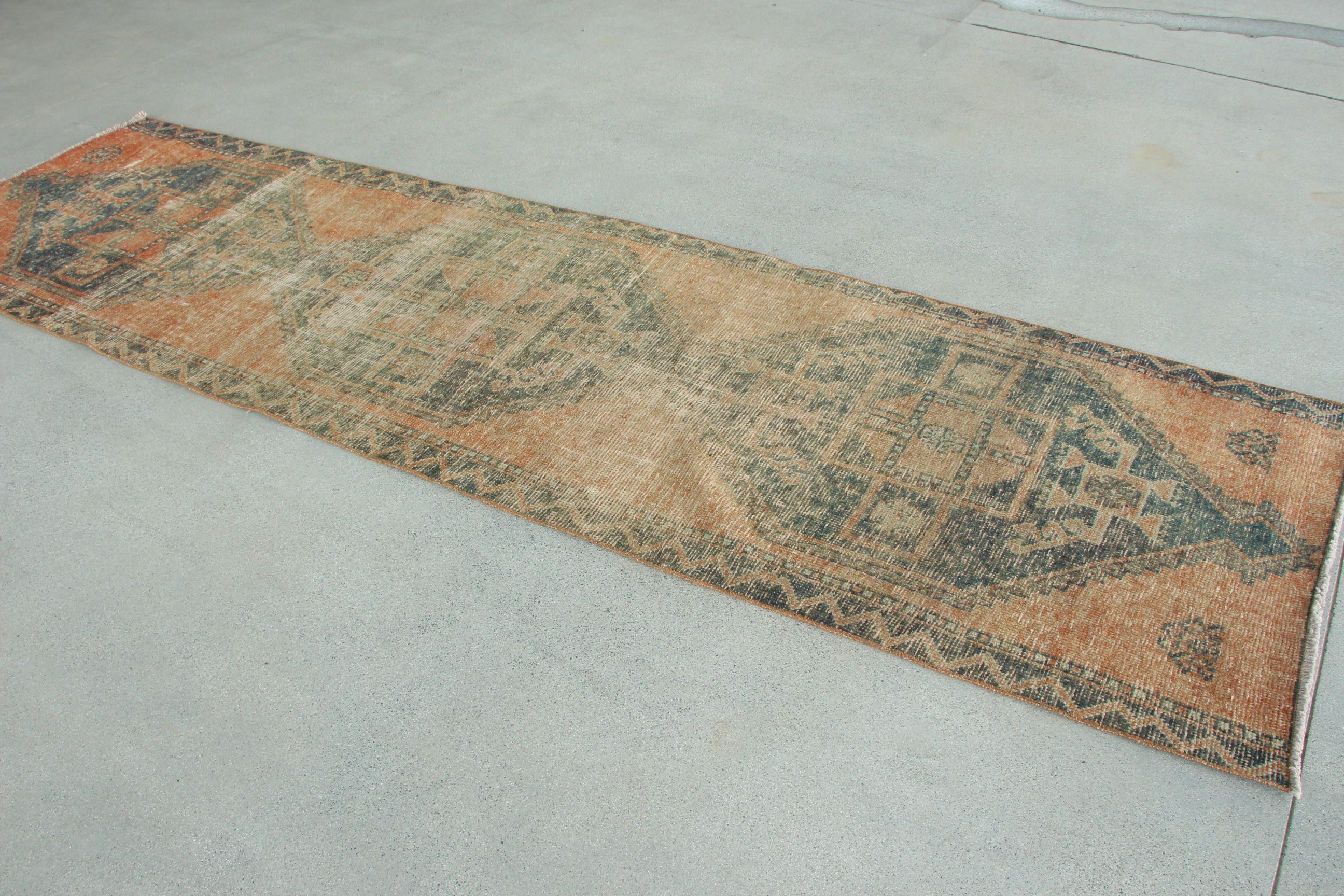 Boho Halı, Koridor Halıları, Türk Halıları, 3,1x11 ft Runner Halıları, Turuncu Düz Dokuma Halı, Bildiri Halısı, Vintage Halı, Koridor Halısı, Havalı Halılar